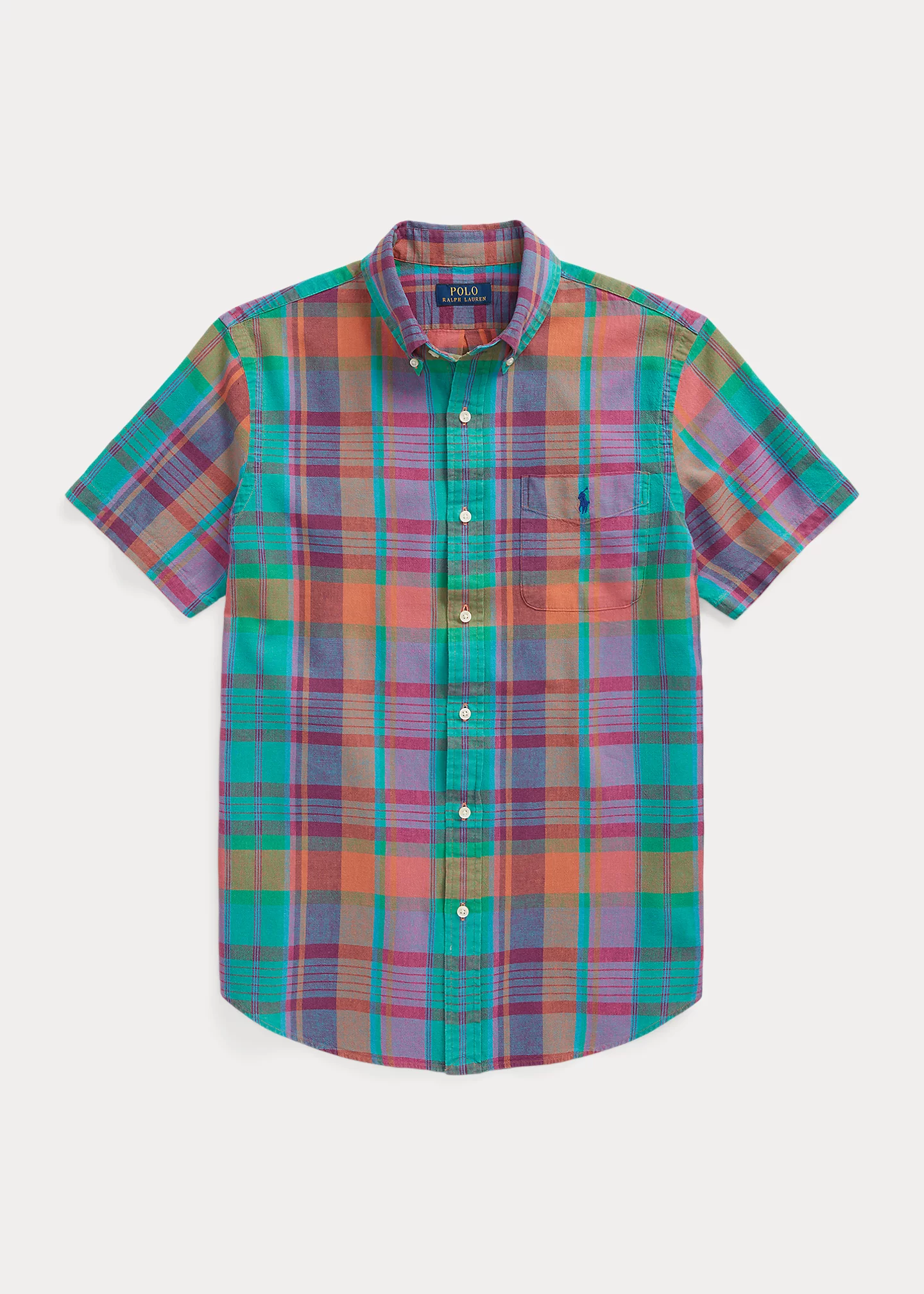 Classic Fit Plaid Linen-Cotton Shirt