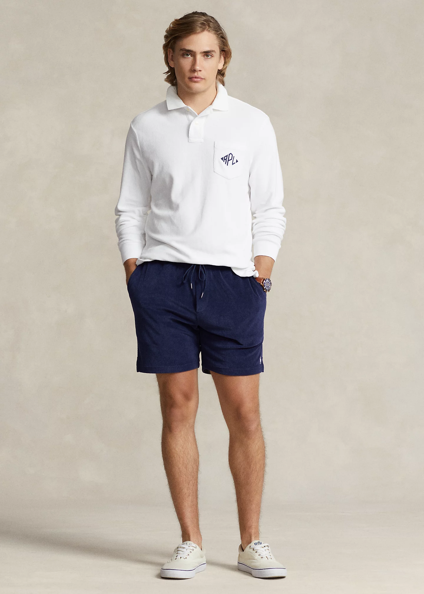 Classic Fit Monogram Terry Polo Shirt