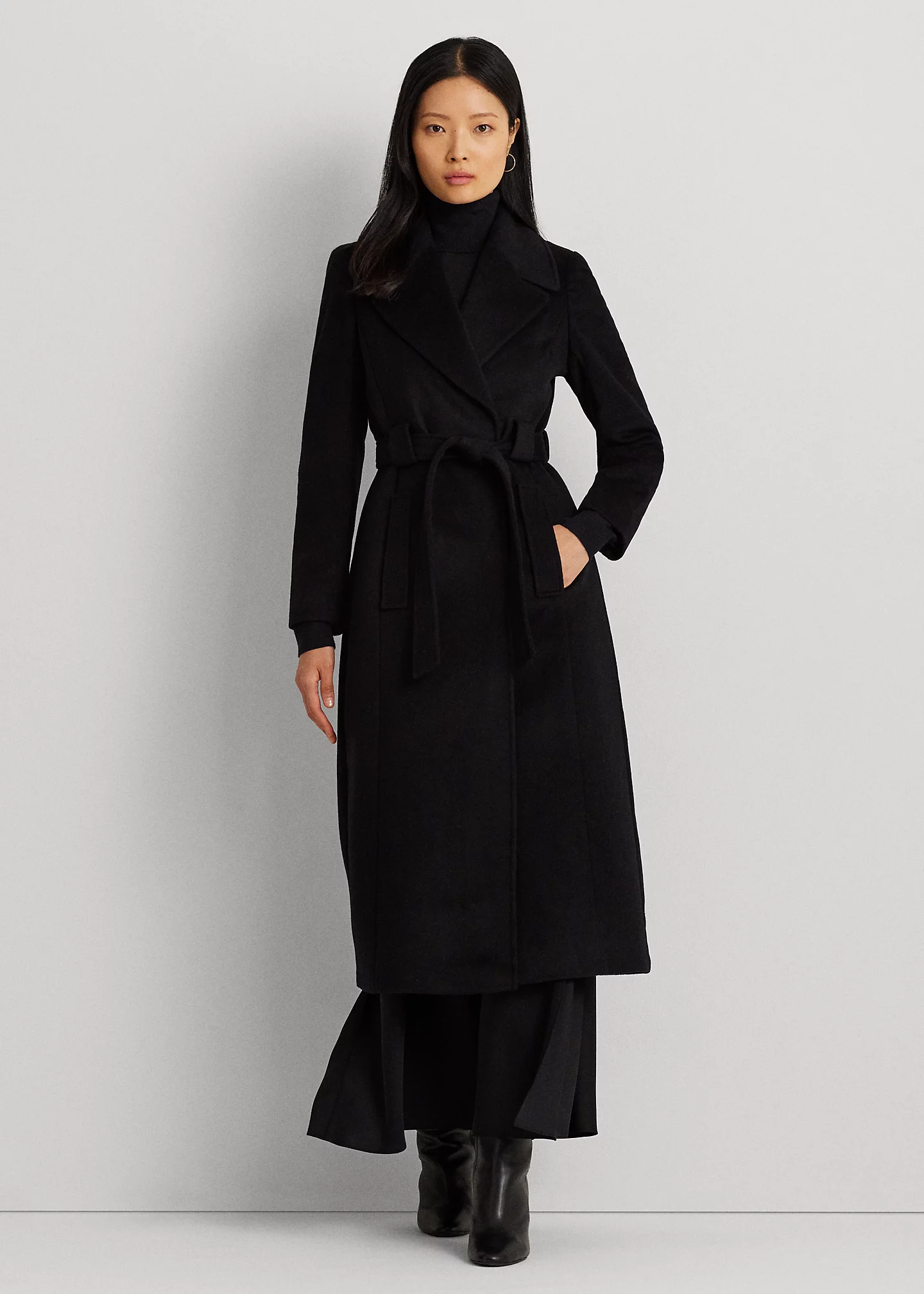 Belted Wool-Blend Wrap Coat