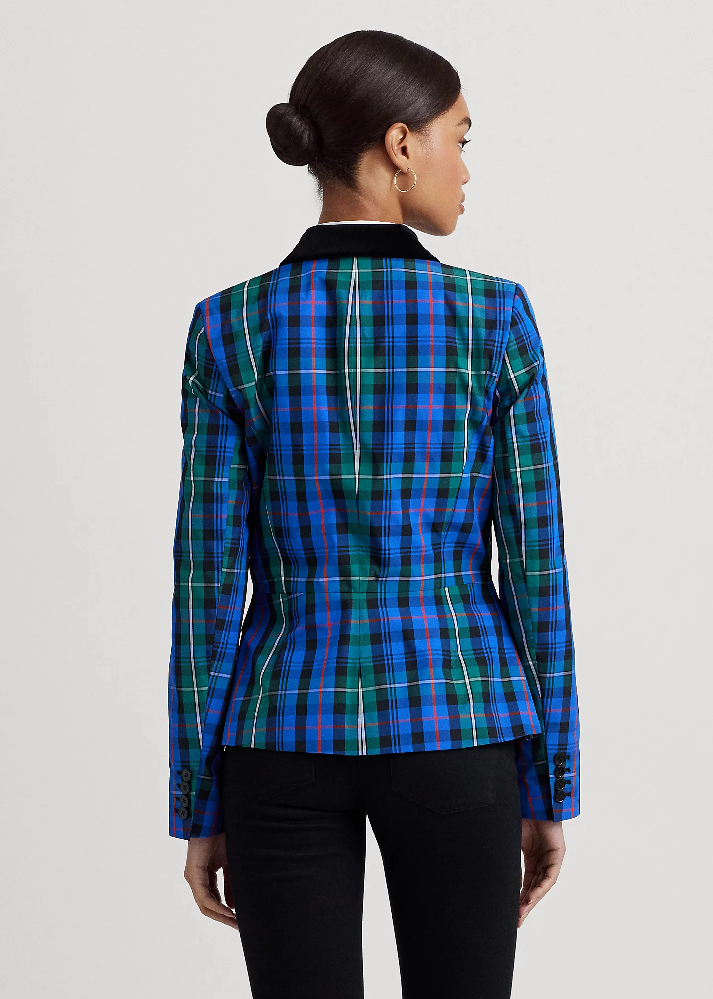 Checked Plaid Taffeta Peplum Jacket
