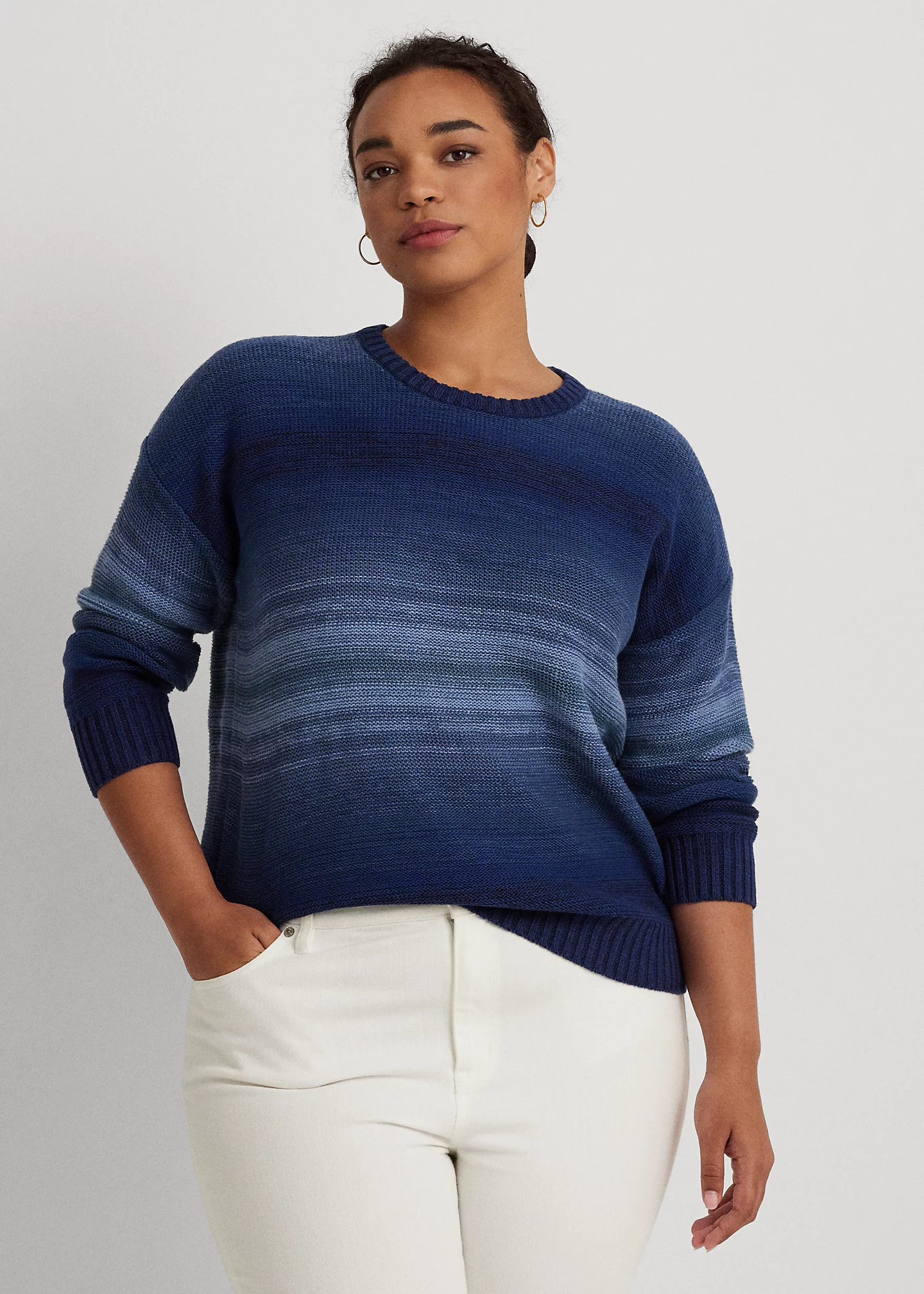 Ombré-Stripe Cotton-Linen Sweater
