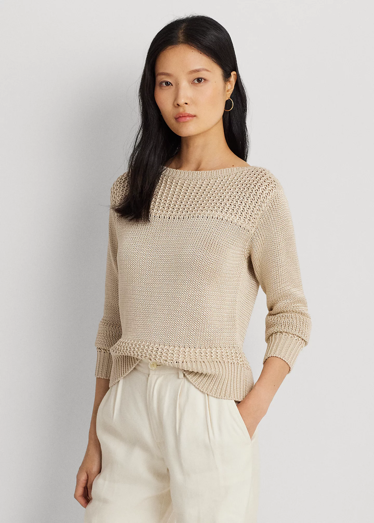 Cotton-Blend Boatneck Sweater
