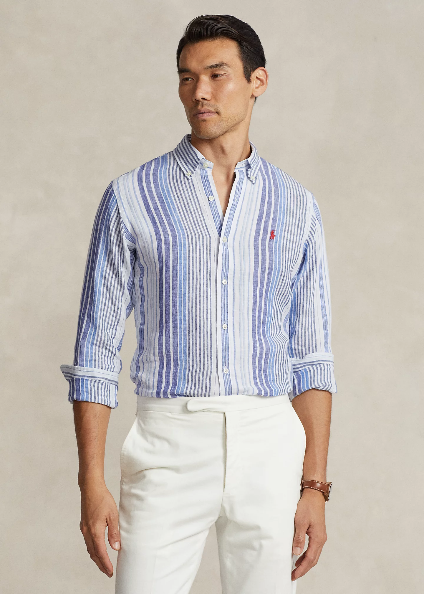 Classic Fit Striped Linen Shirt