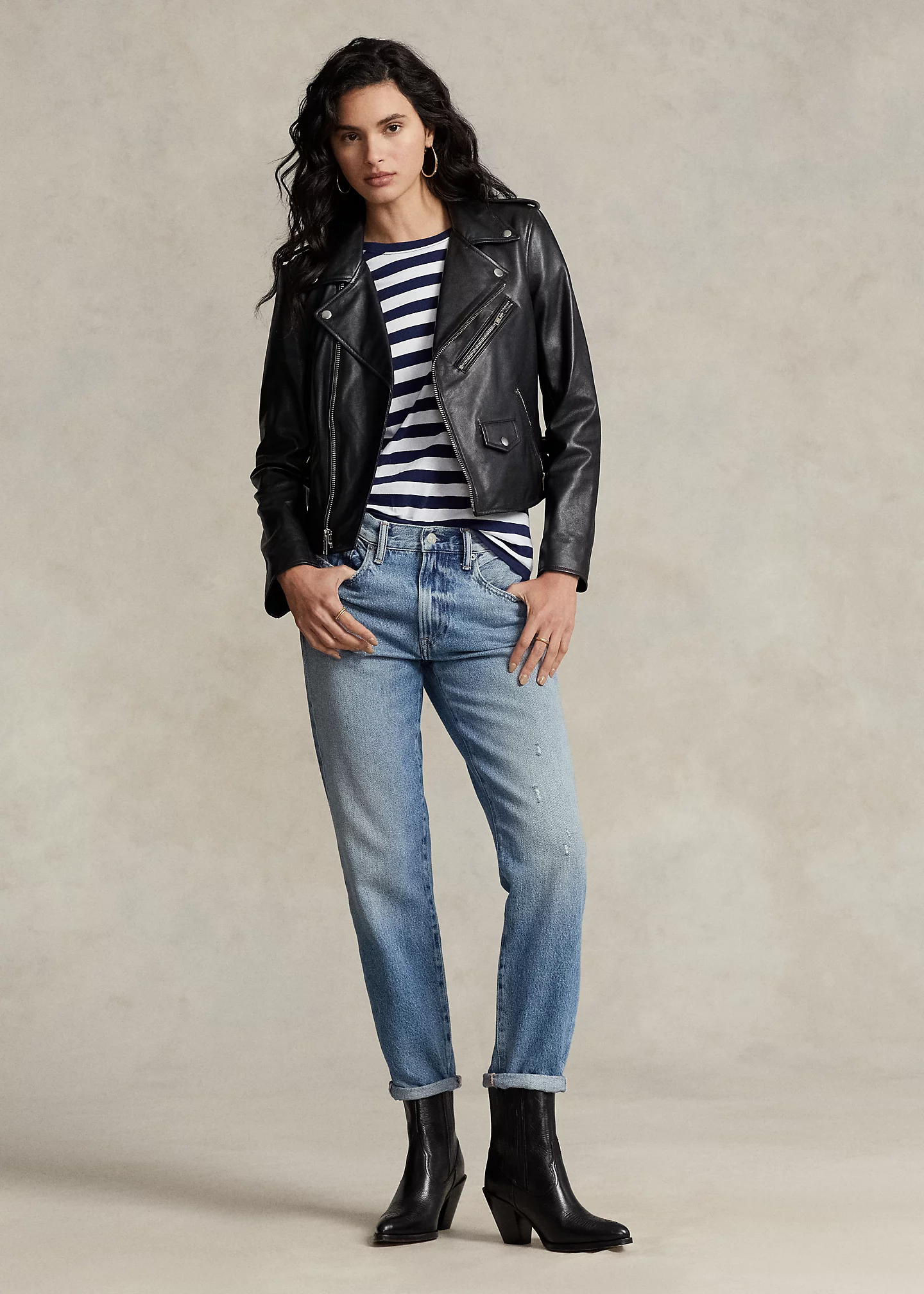 Sheepskin Leather Moto Jacket