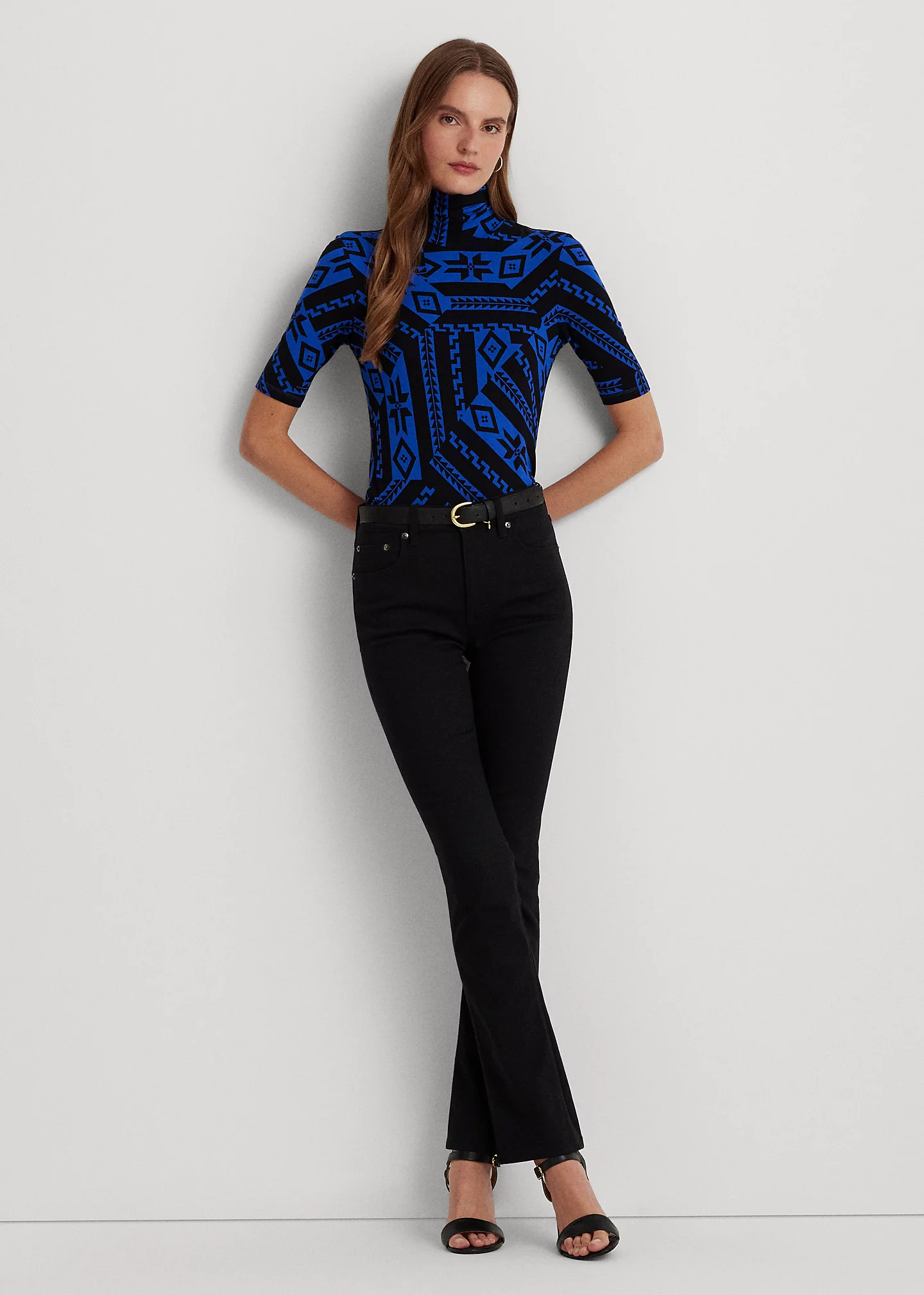 Fair Isle Stretch Jersey Turtleneck