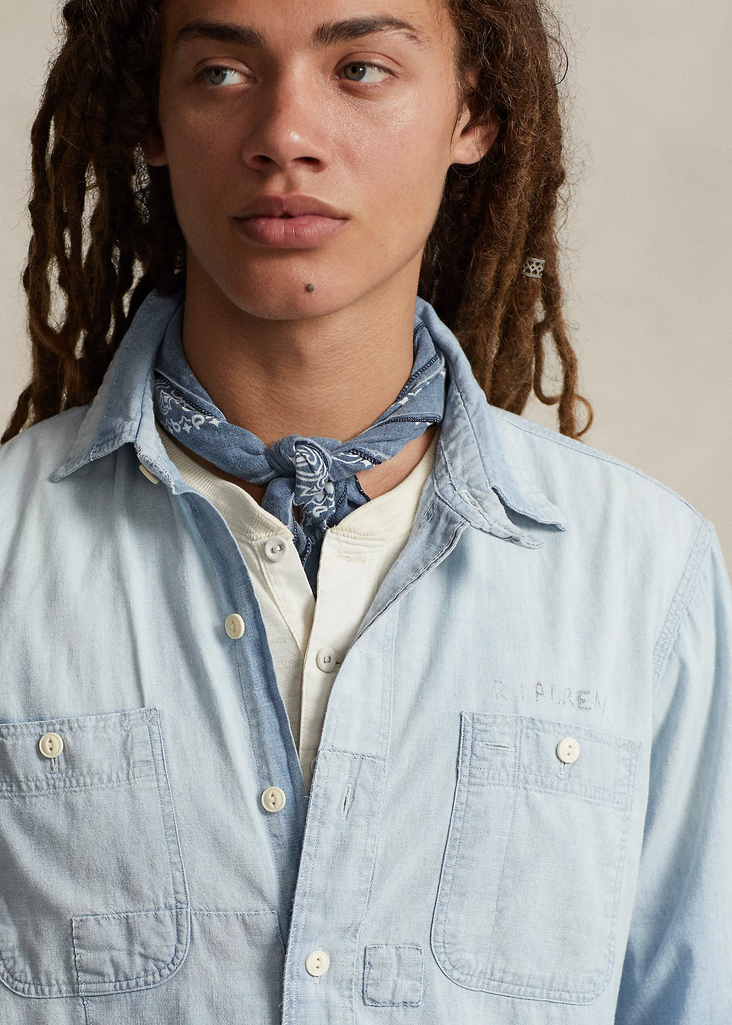Classic Fit Indigo Chambray Workshirt