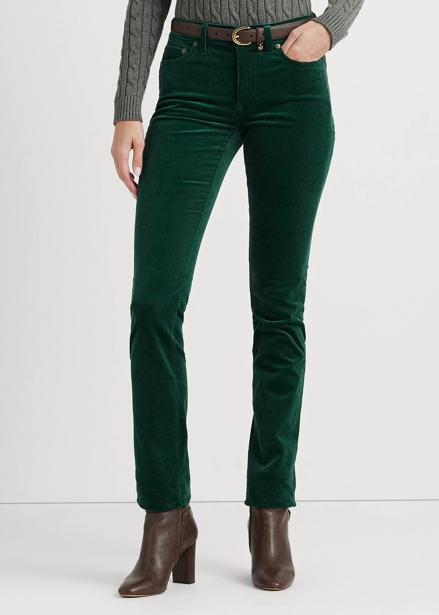 Stretch Corduroy Mid-Rise Straight Pant