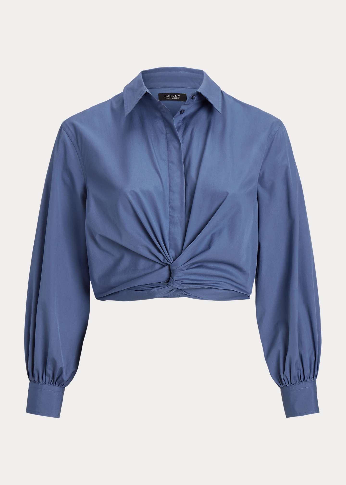 Twist-Front Broadcloth Cropped Shirt