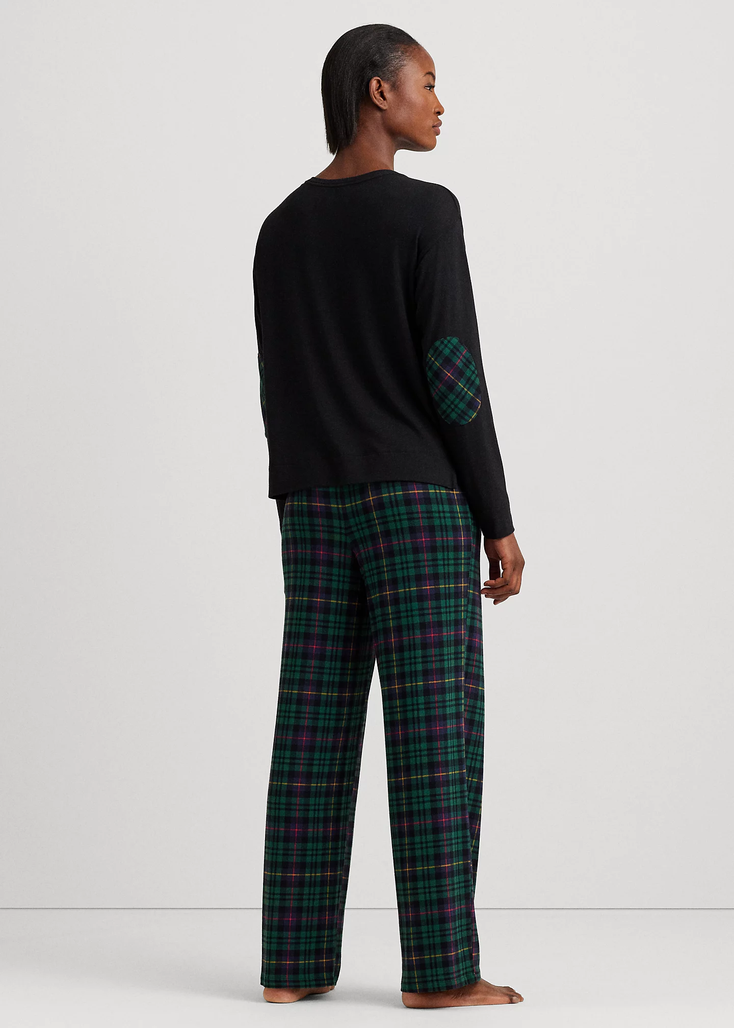 Plaid Cotton-Blend-Jersey Pajama Set