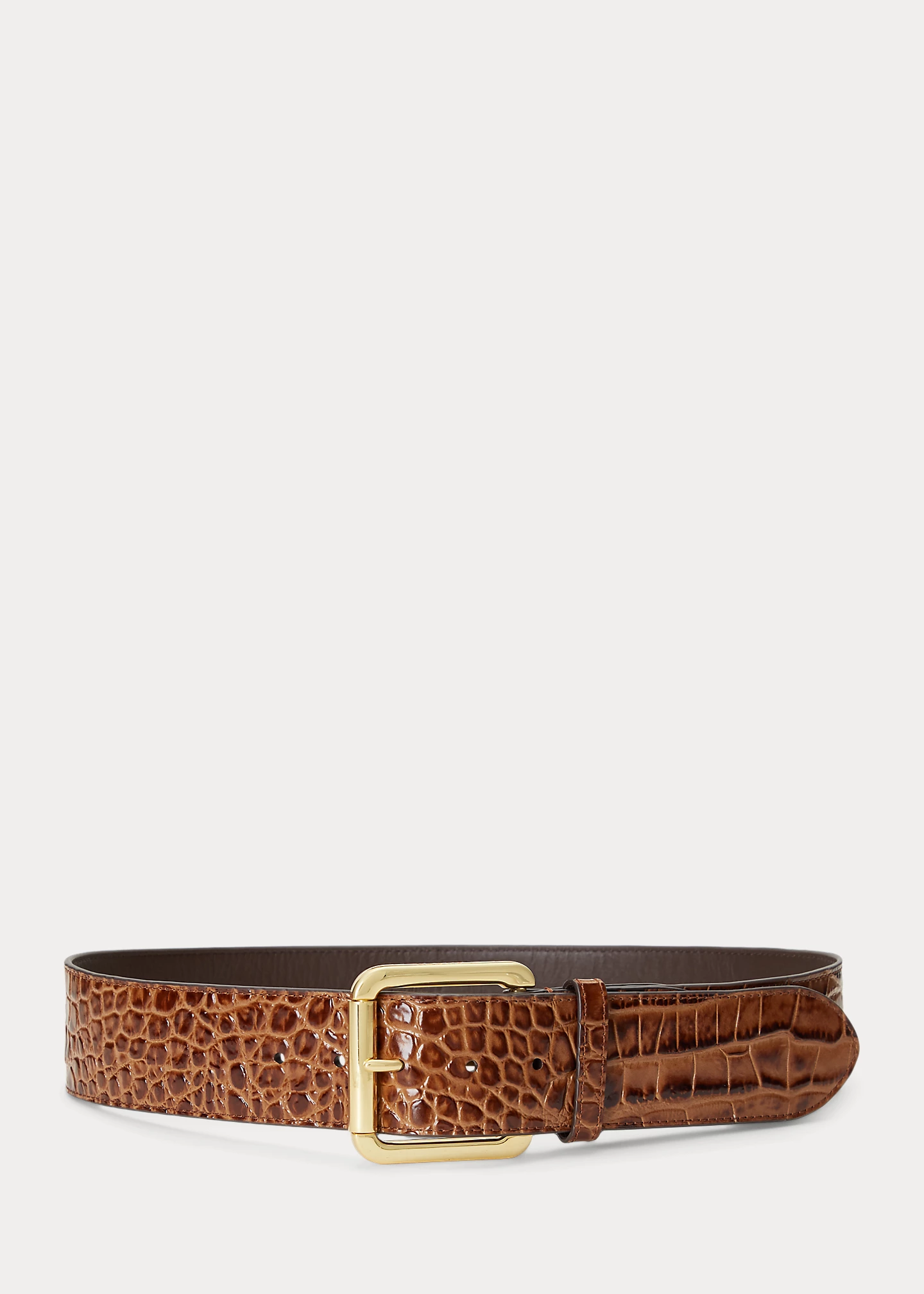Crocodile-Embossed Leather Wide Belt