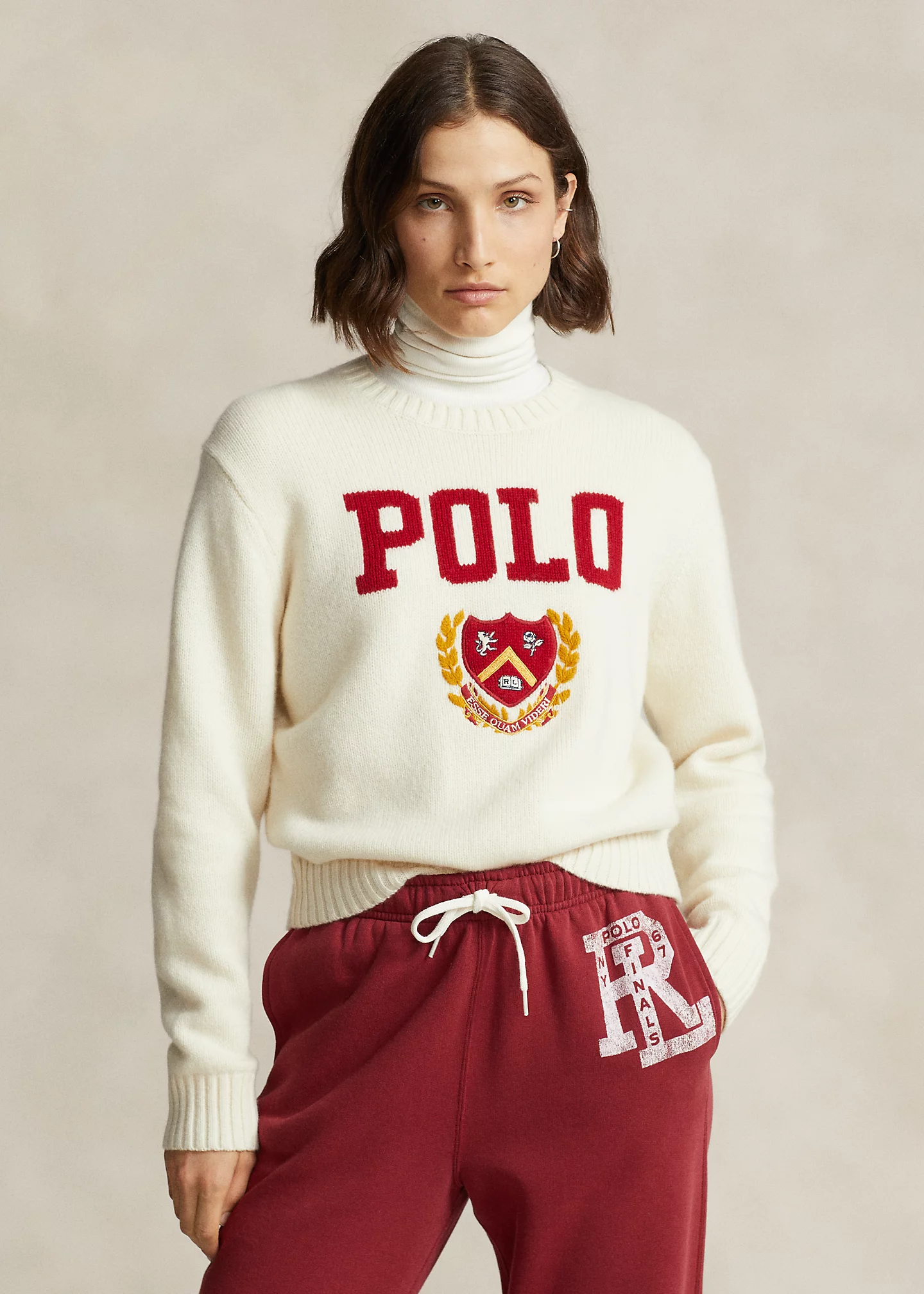 Logo & Crest Wool Crewneck Sweater