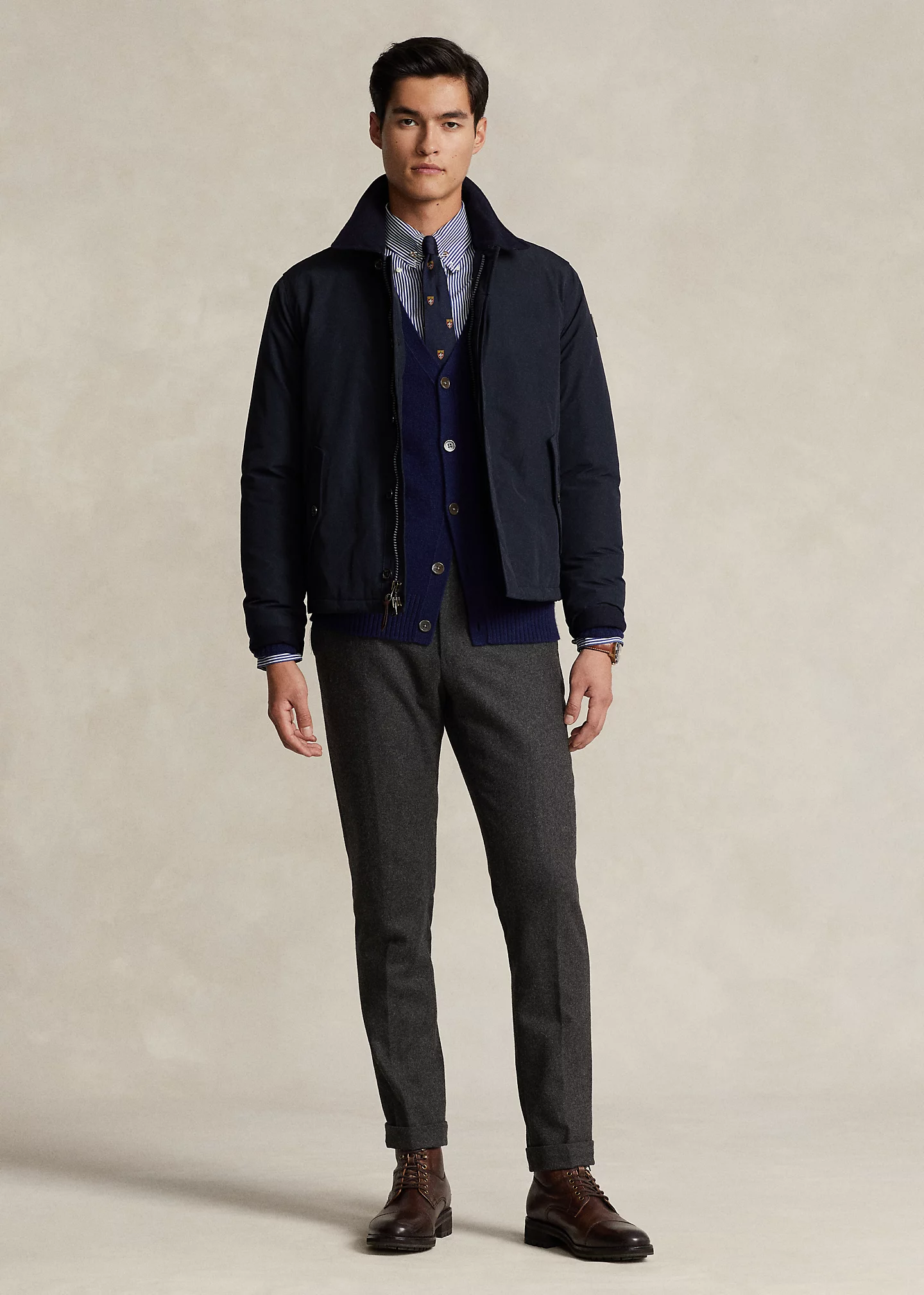 Twill-Trim Coated Jacket