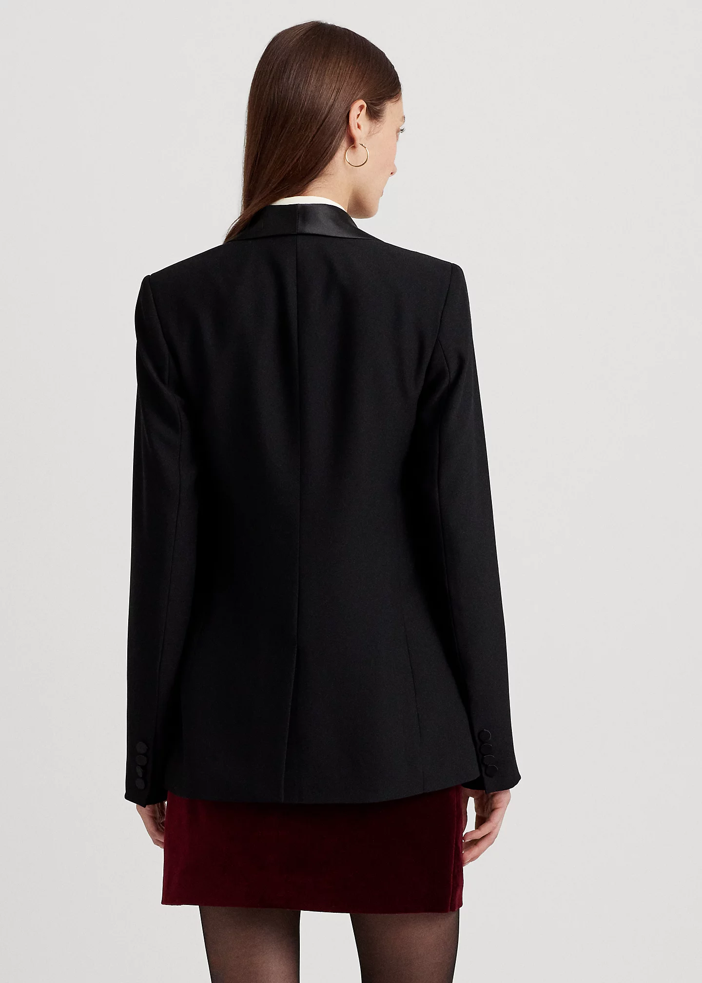 Satin-Trim Crepe Blazer