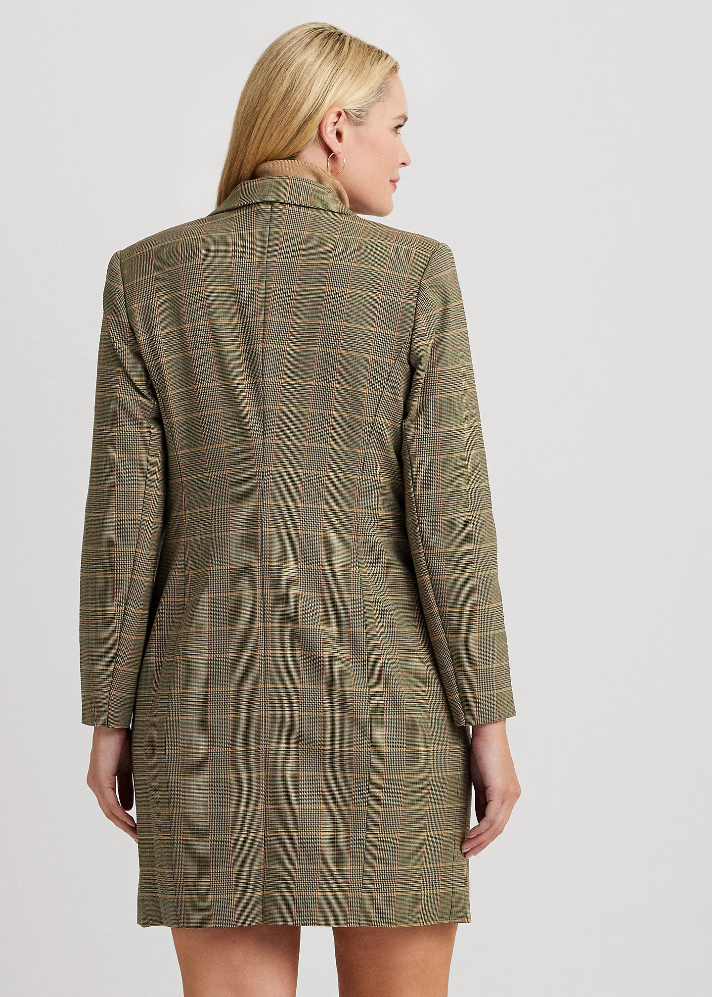 Checked Plaid Wool-Blend Twill Dress
