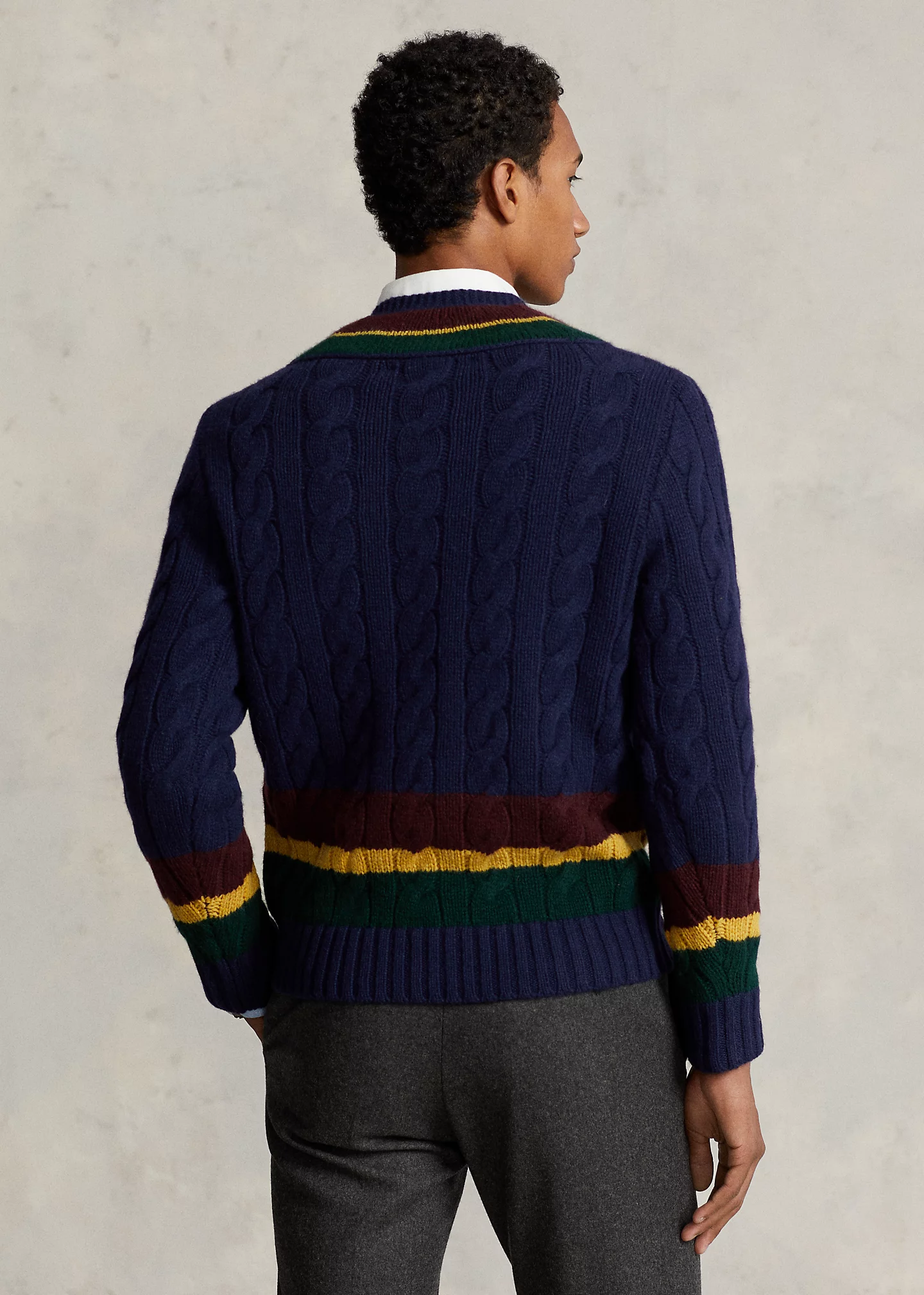 Cable-Knit Wool-Cashmere Cricket Sweater