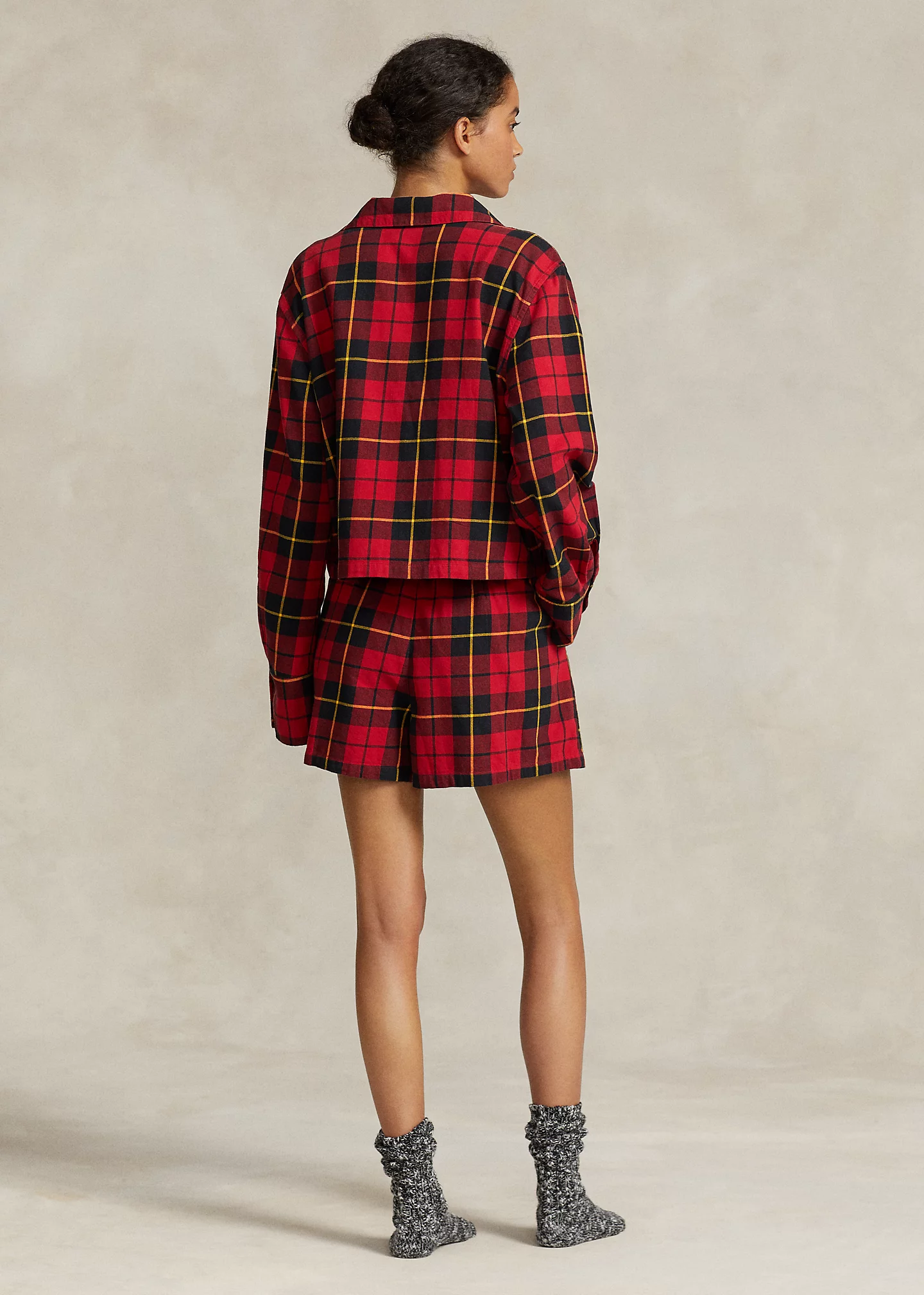 Crop Top & Boxer Plaid Flannel PJ Set