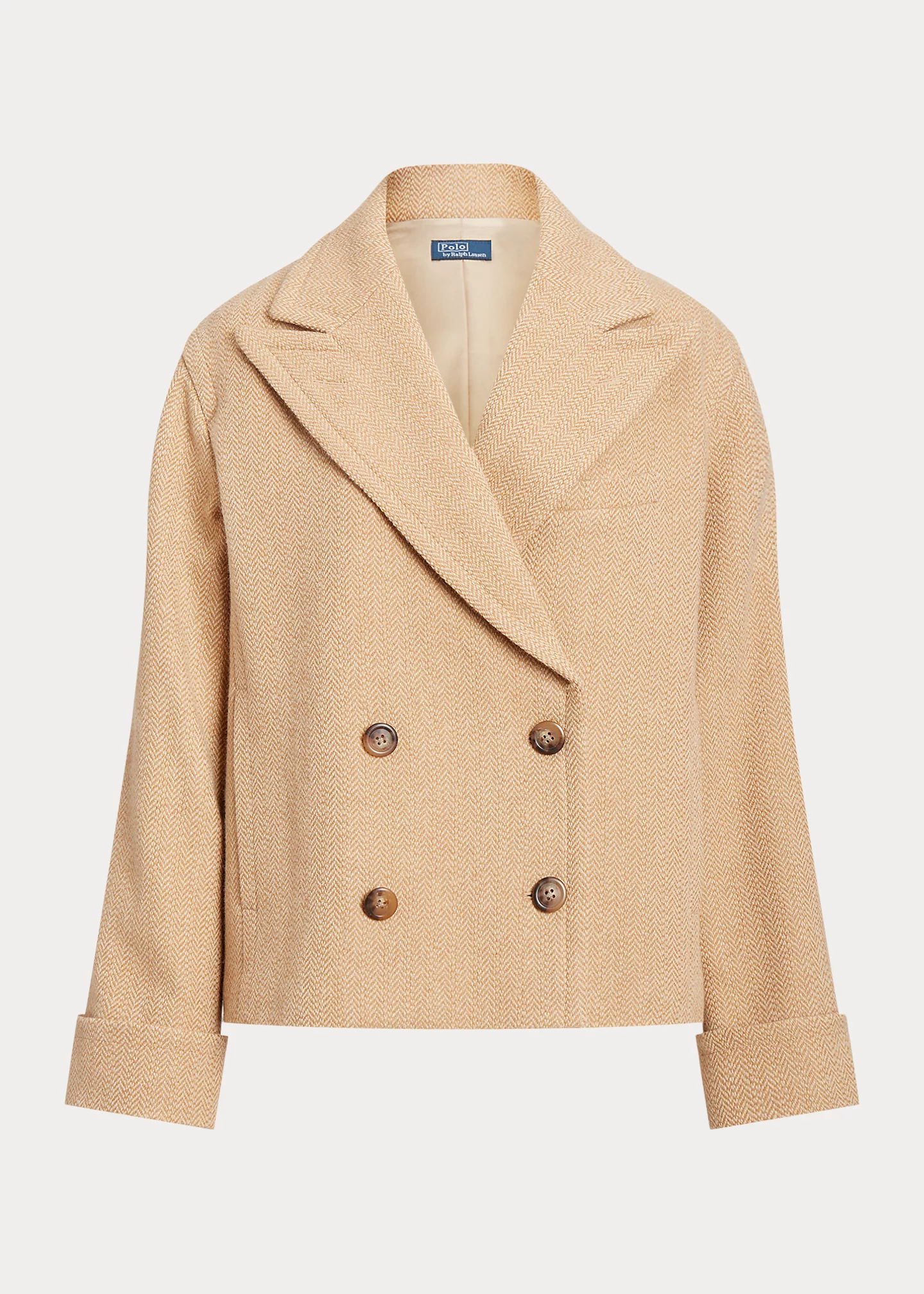 Boxy Fit Herringbone Polo Coat