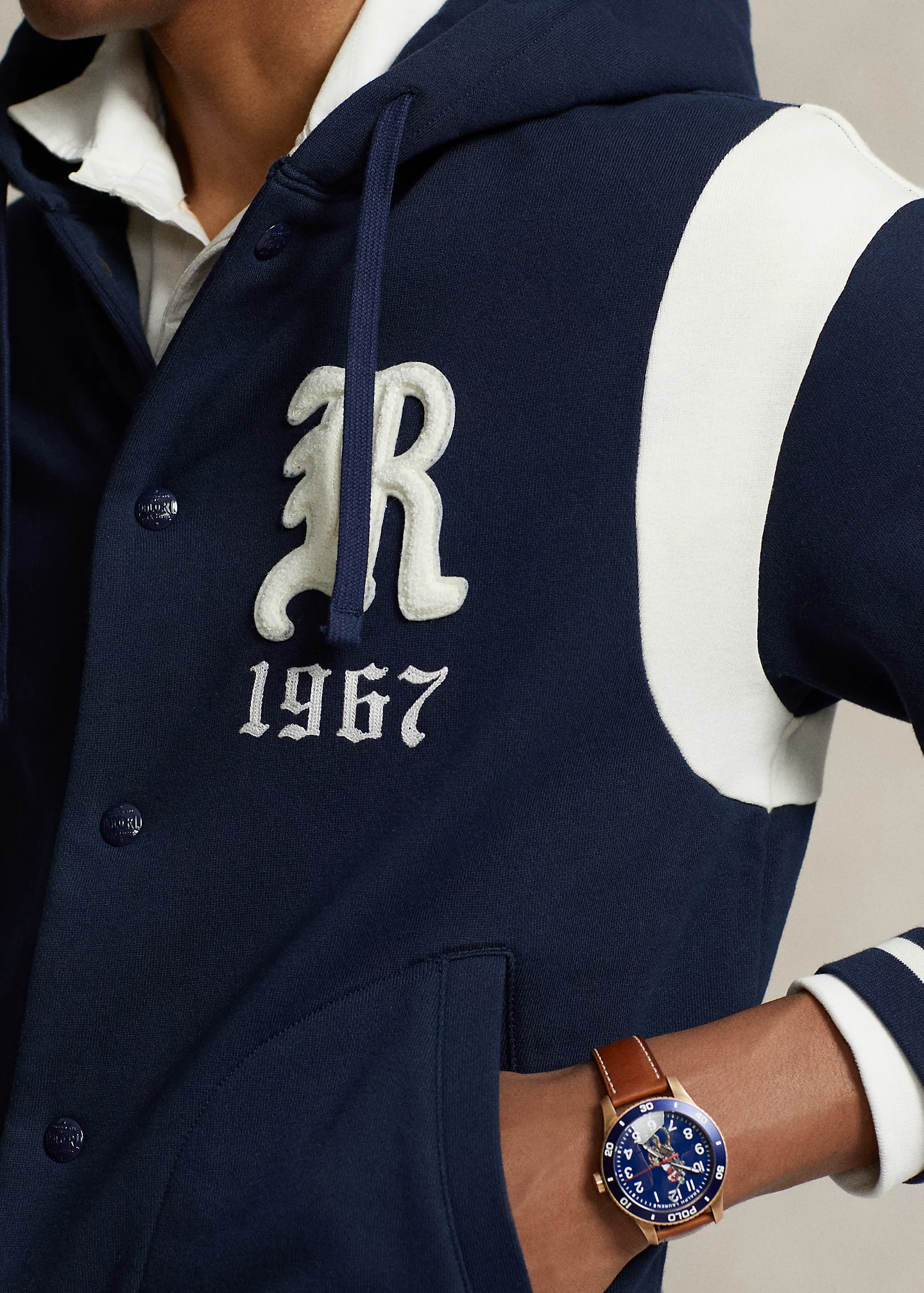 Fleece Hooded Baseball Jacket