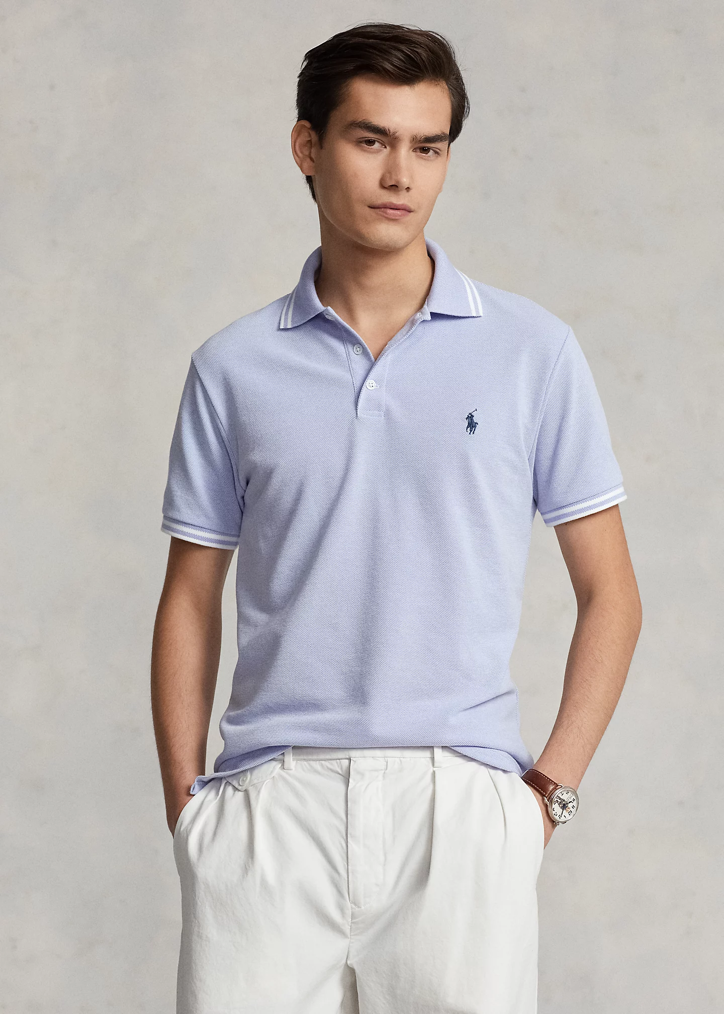 Custom Slim Fit Stretch Mesh Polo Shirt