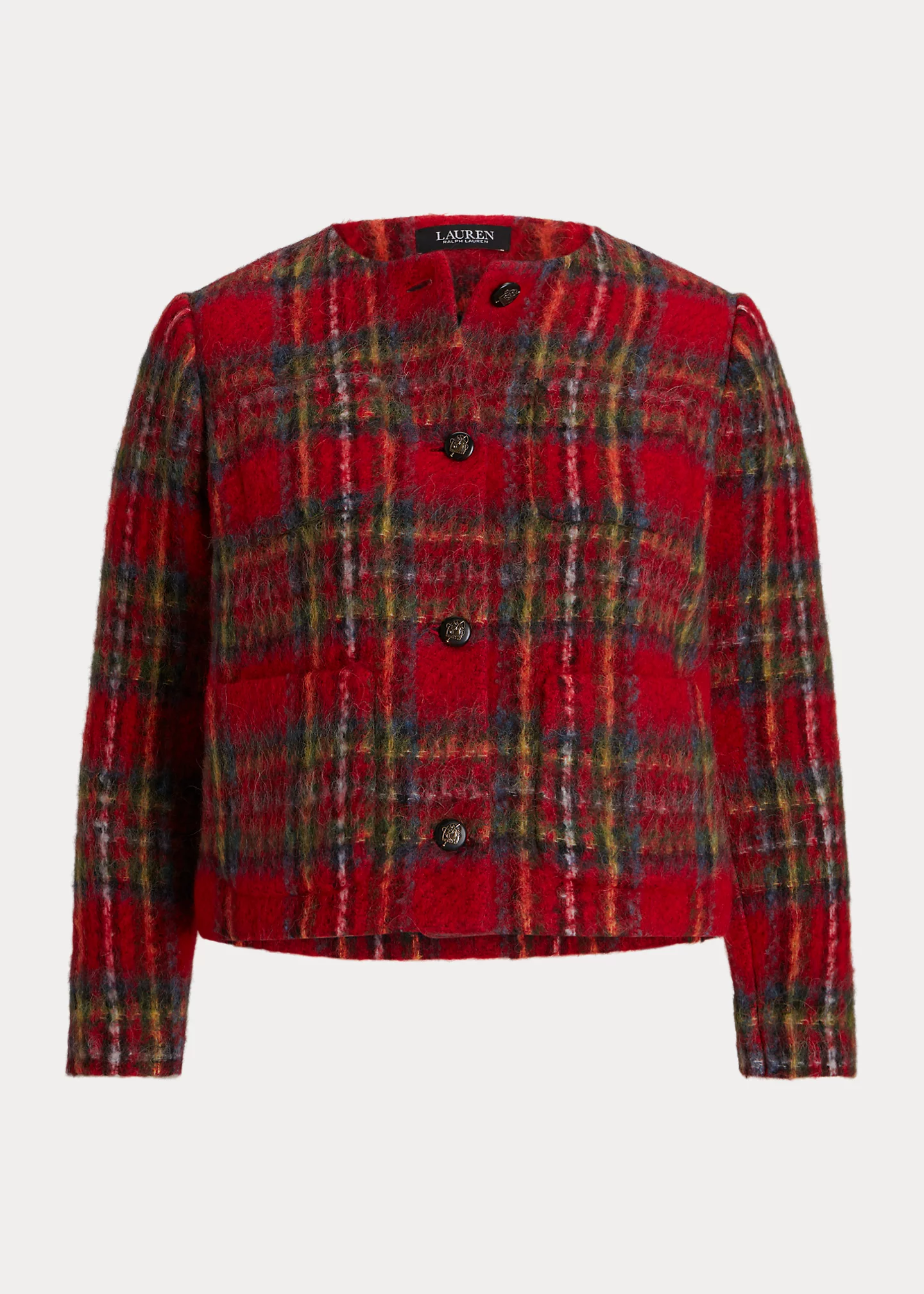 Plaid Mohair Cropped Jacket