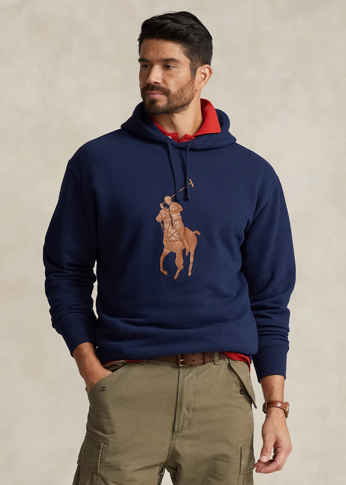 The RL Fleece Leather-Big Pony Hoodie