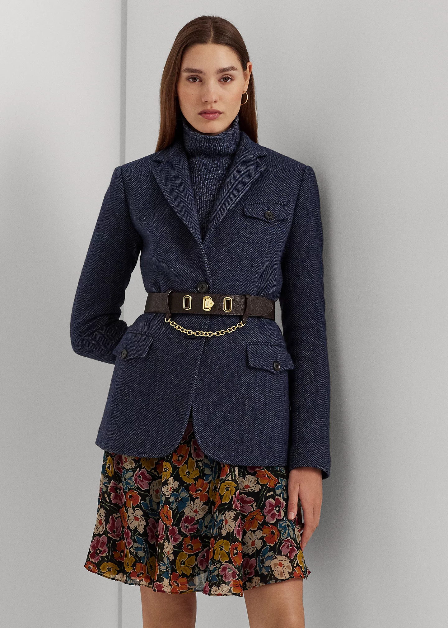 Wool-Blend Herringbone Tweed Blazer