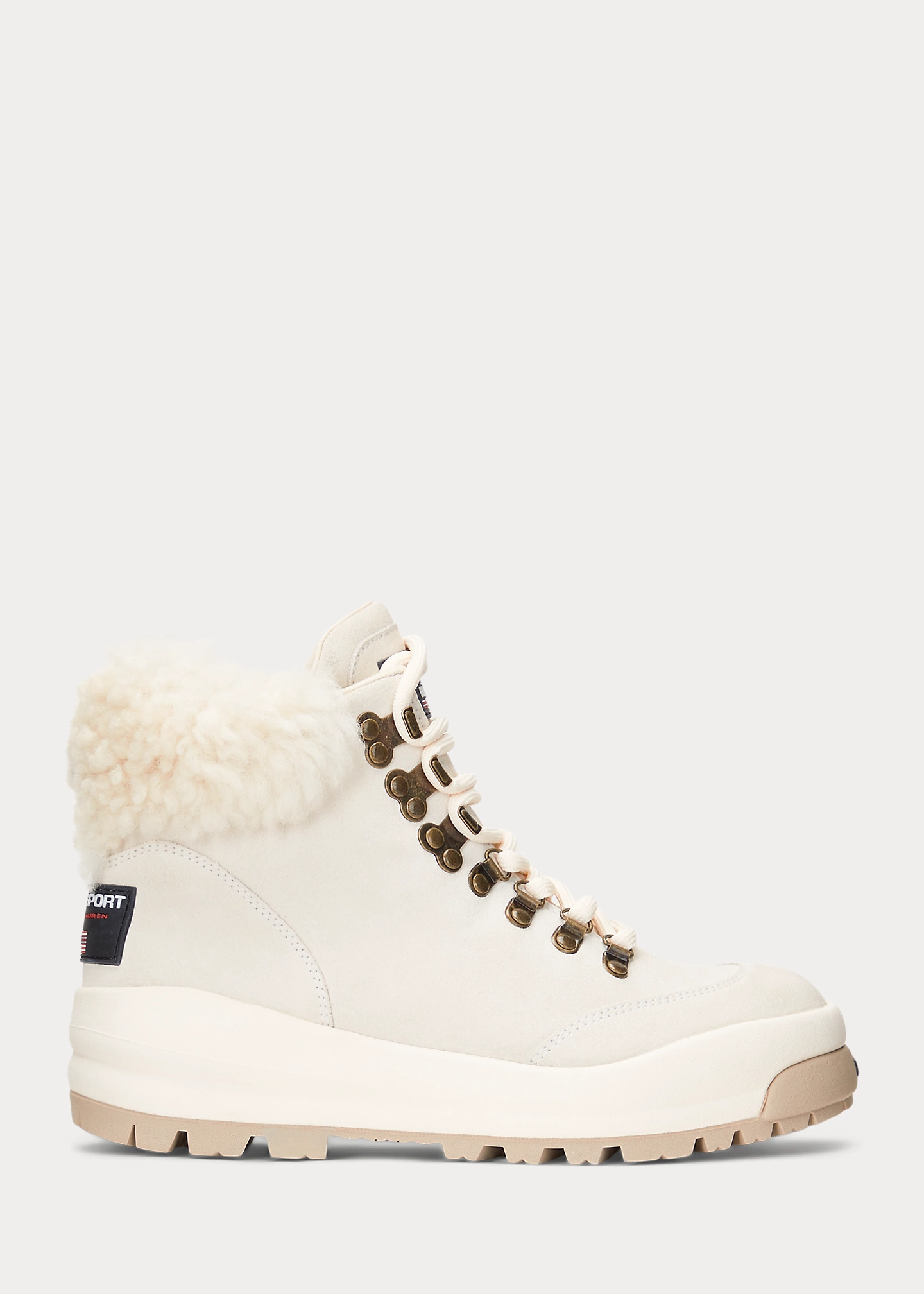 Shearling-Trim Suede Hiking Boot