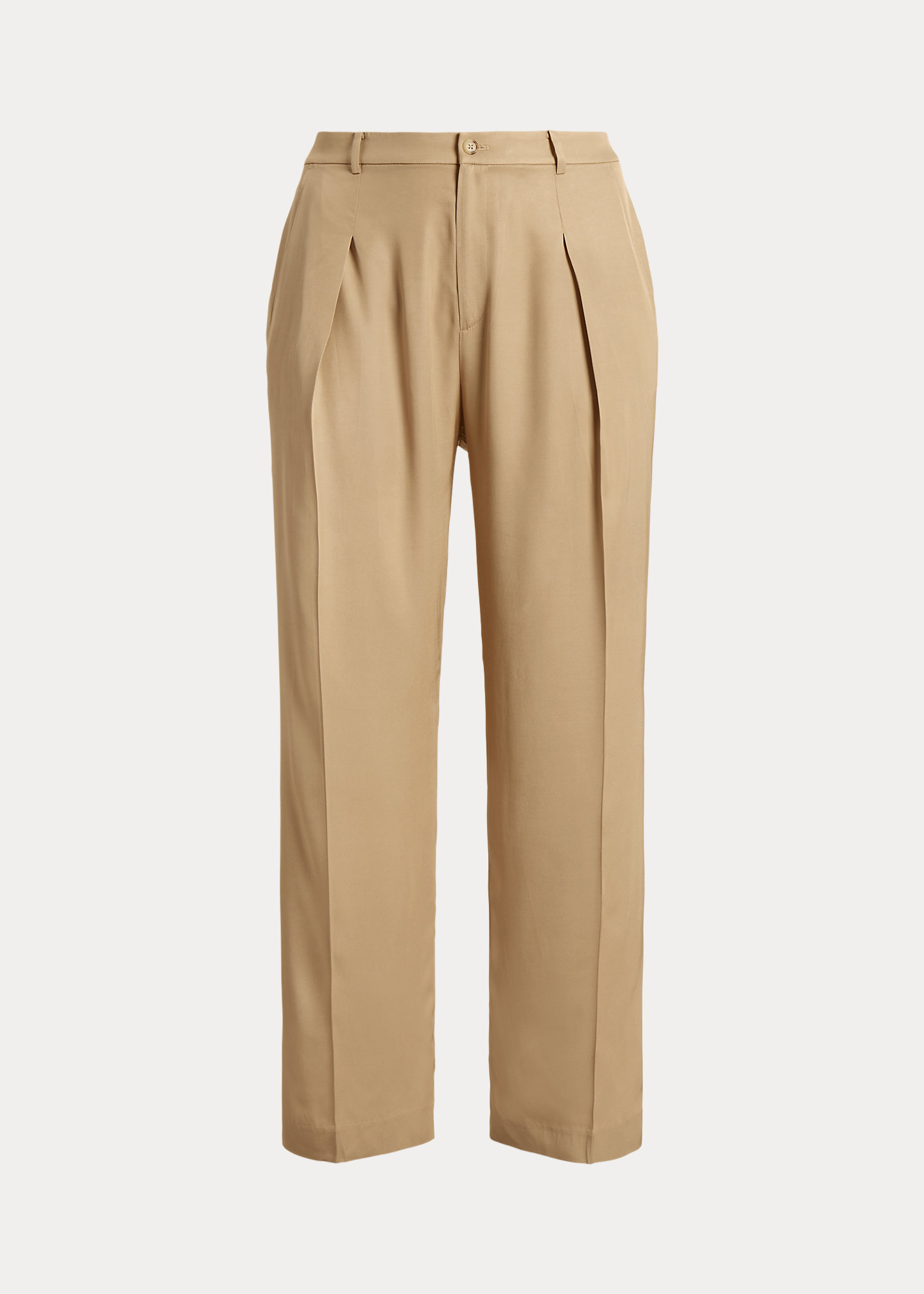 Pleated Twill Wide-Leg Pant