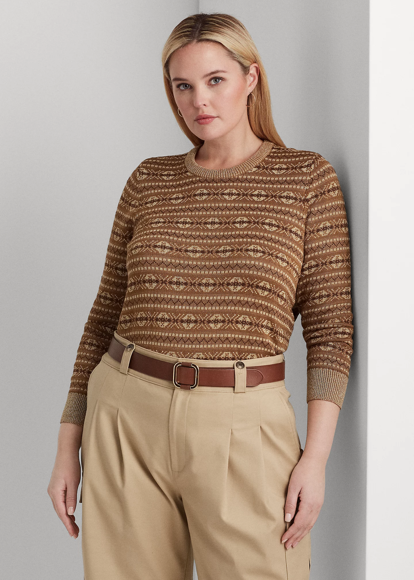 Metallic Fair Isle Cotton-Blend Sweater