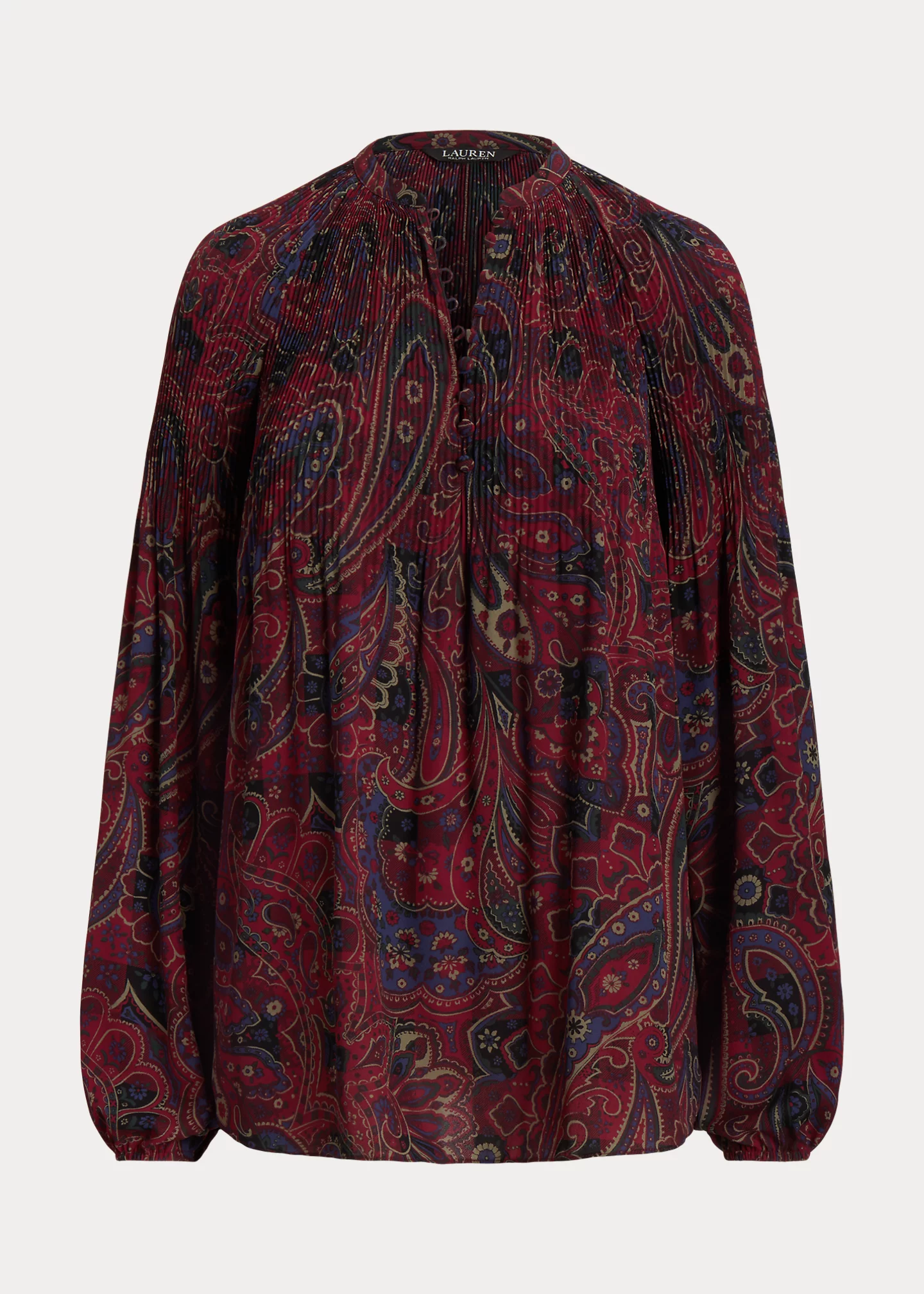 Checked Paisley Pleated Georgette Blouse