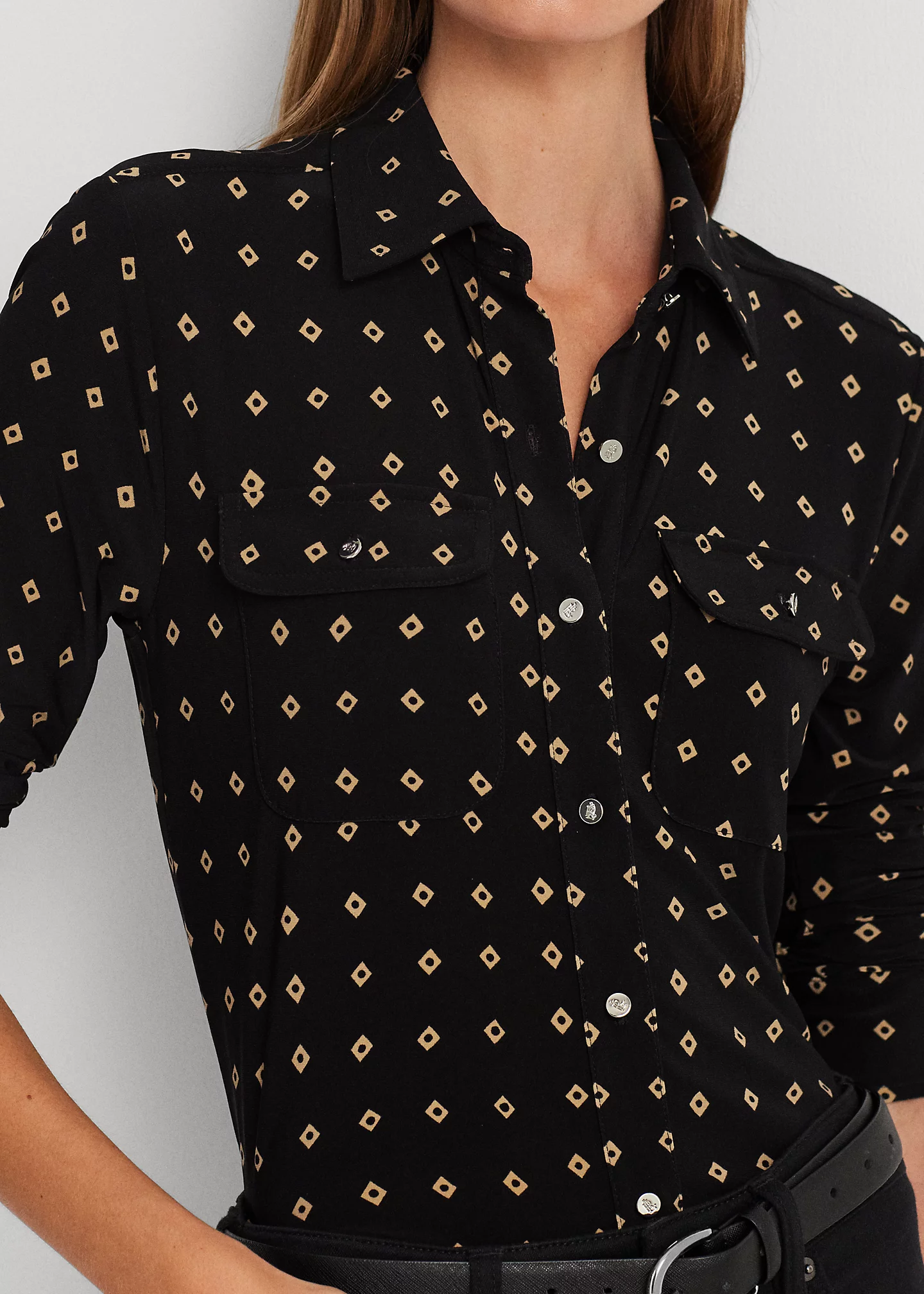 Geo-Print Stretch Jersey Shirt