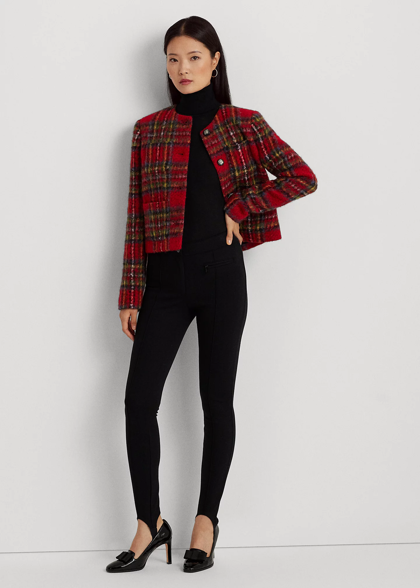 Plaid Mohair Cropped Jacket