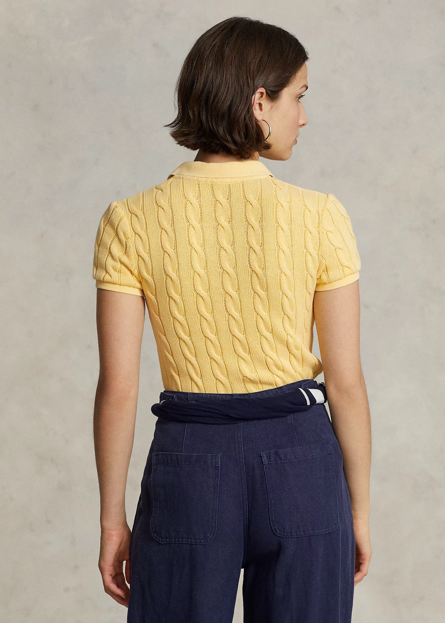 Slim Fit Cable-Knit Polo Shirt