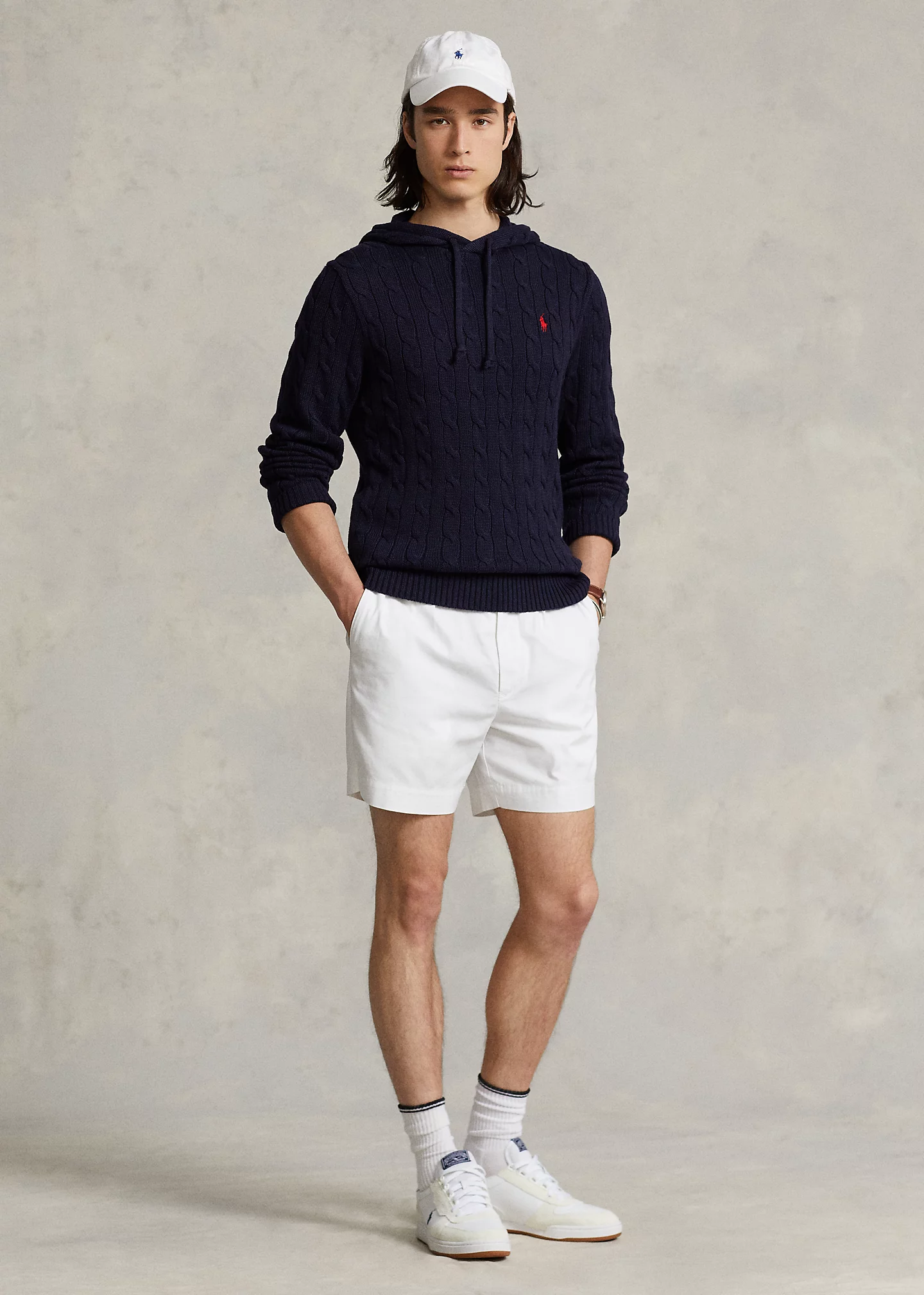 Cable-Knit Cotton Hooded Sweater