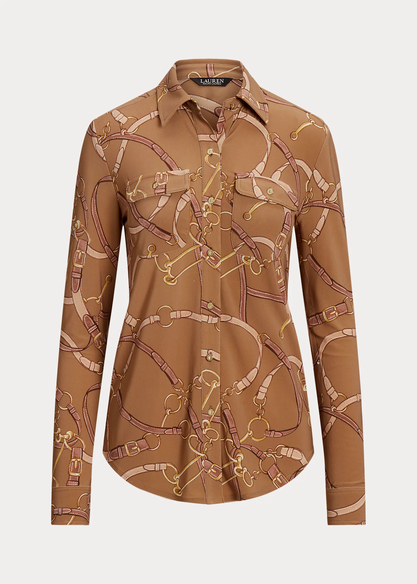 Belting-Print Stretch Jersey Shirt