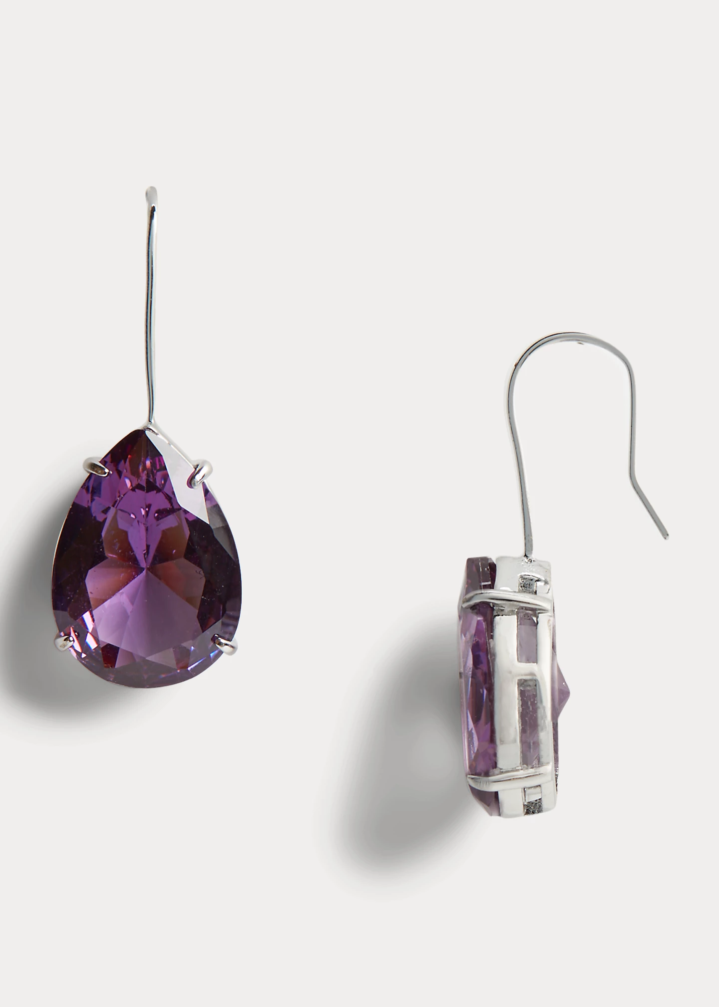 Silver-Tone Teardrop Stone Earrings