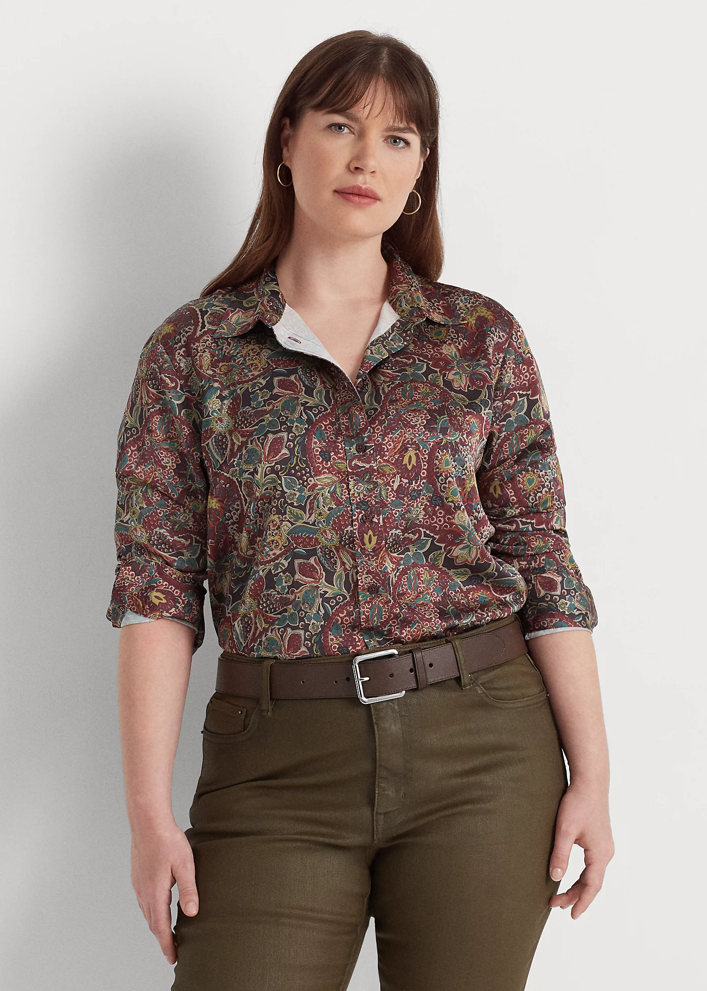 Floral Satin Charmeuse Shirt