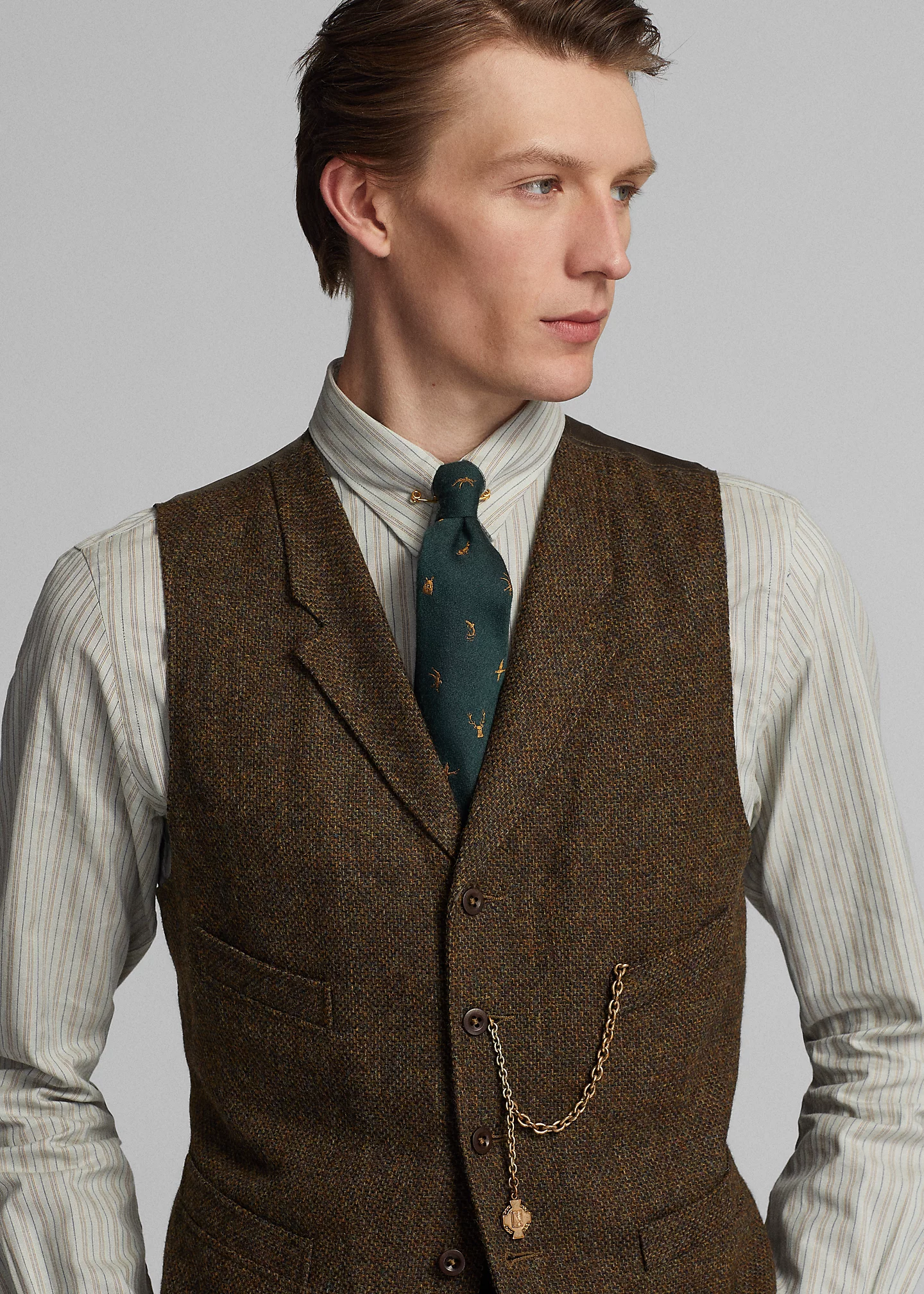 Wool Tweed Notch-Lapel Vest