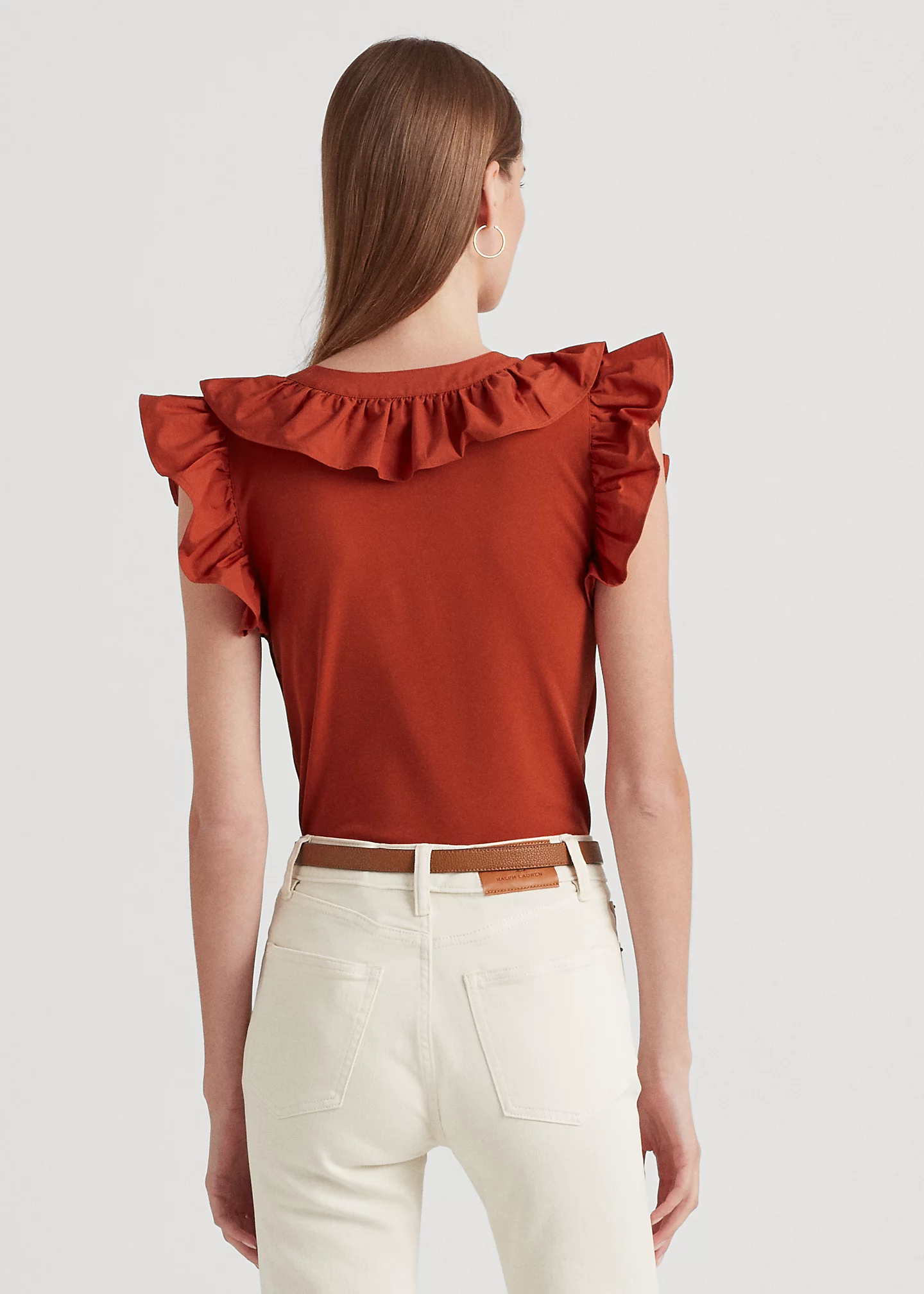 Ruffle-Trim Cotton Sleeveless Top