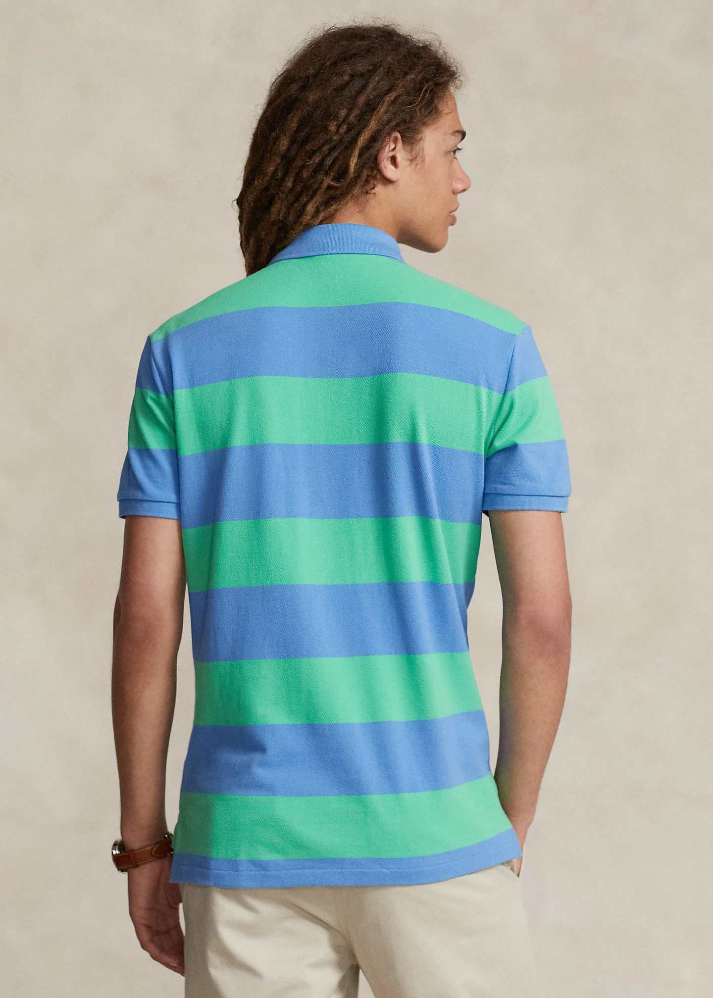 Custom Slim Fit Striped Mesh Polo Shirt