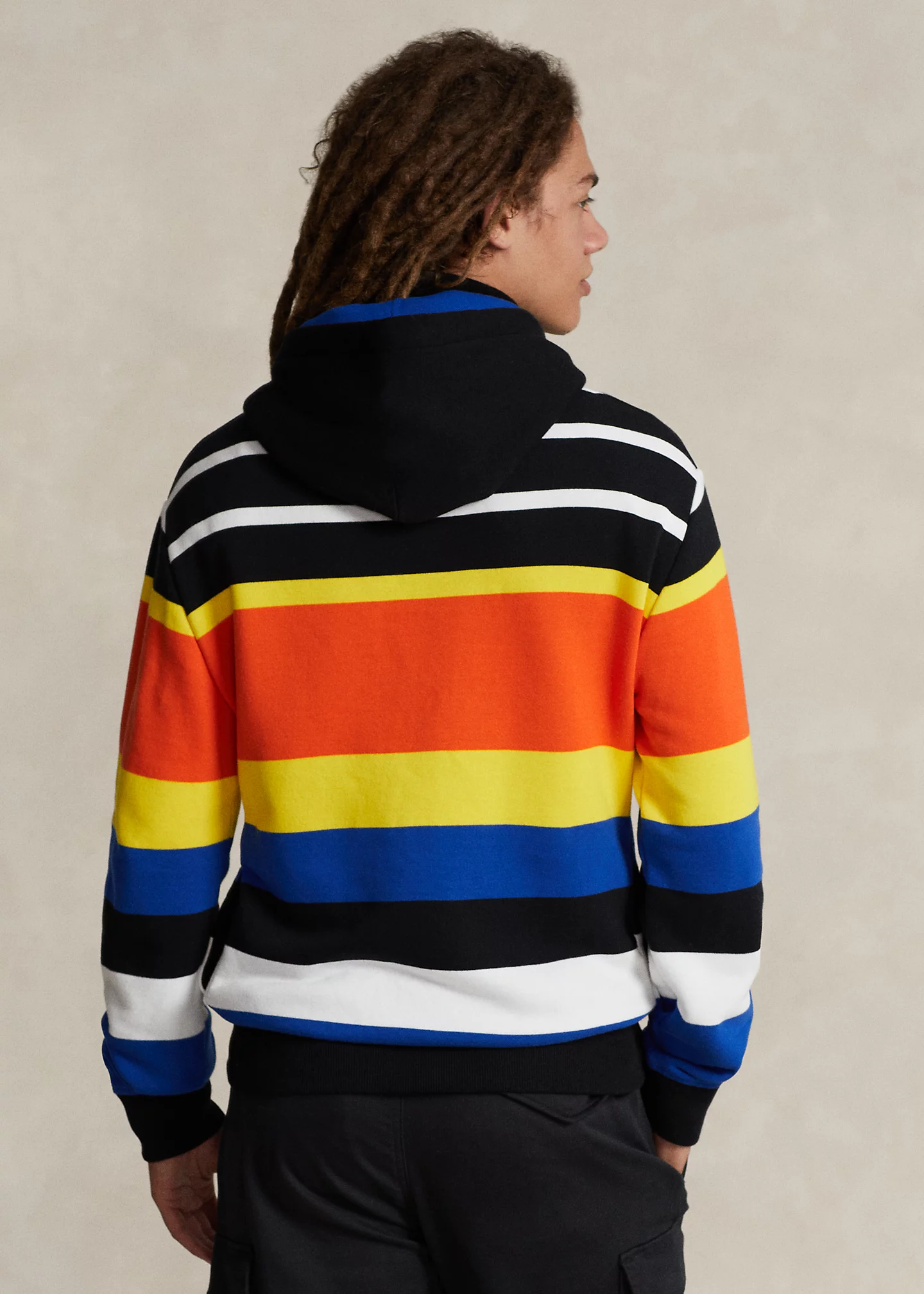 Logo Striped Fleece Hoodie