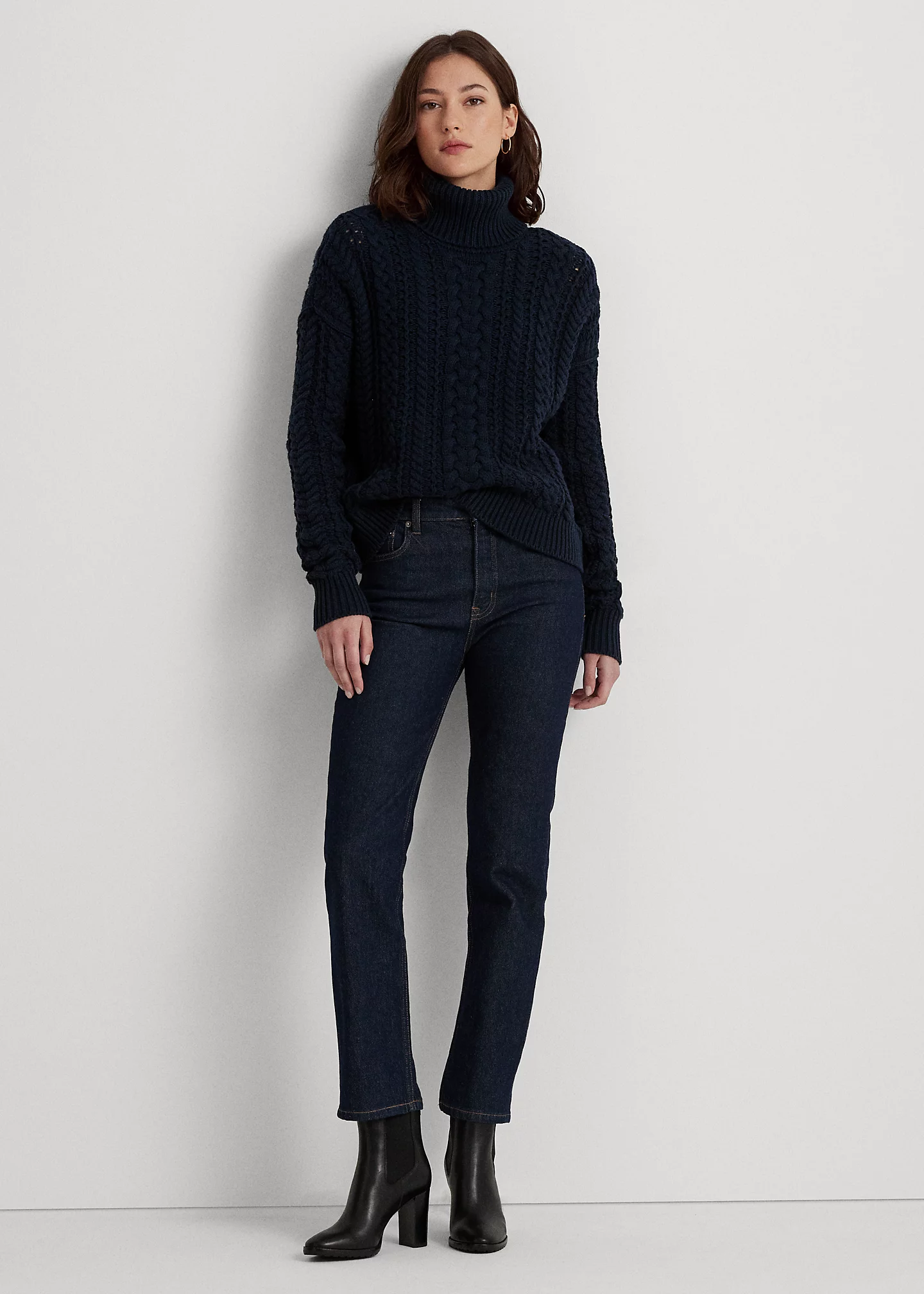 Cable-Knit Cotton-Blend Turtleneck