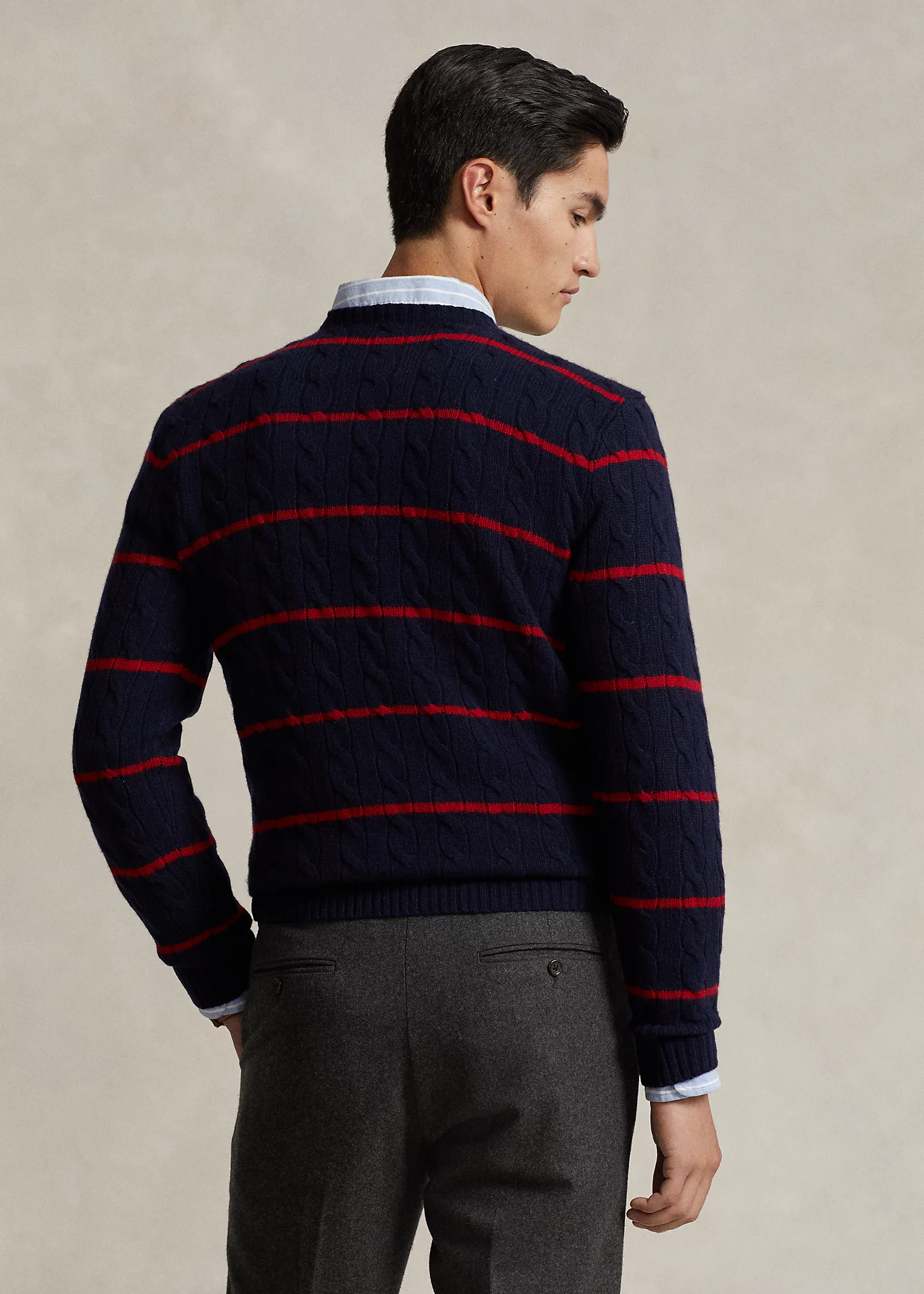 Striped Cable Wool-Cashmere Sweater