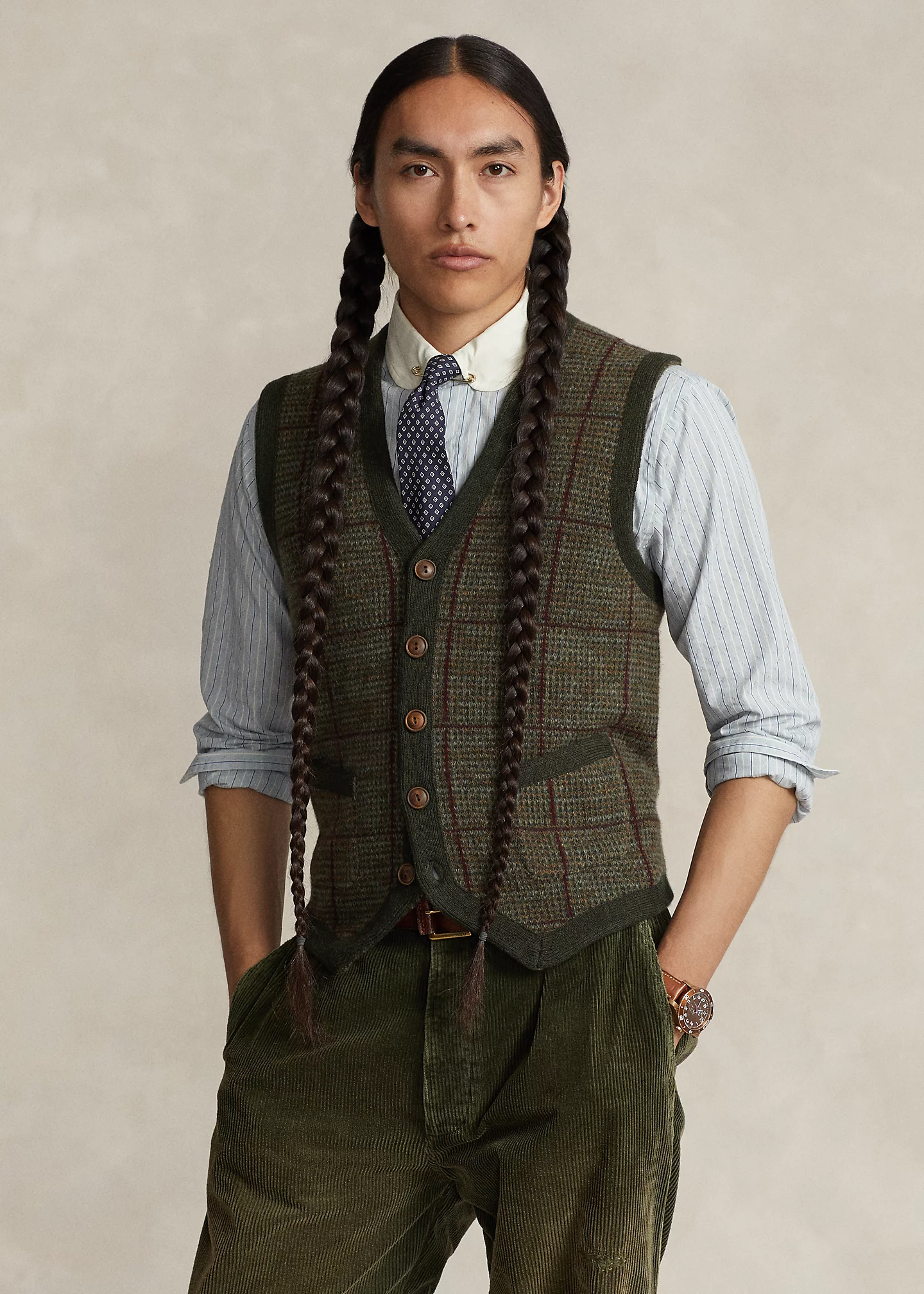 Windowpane Wool Sweater Vest