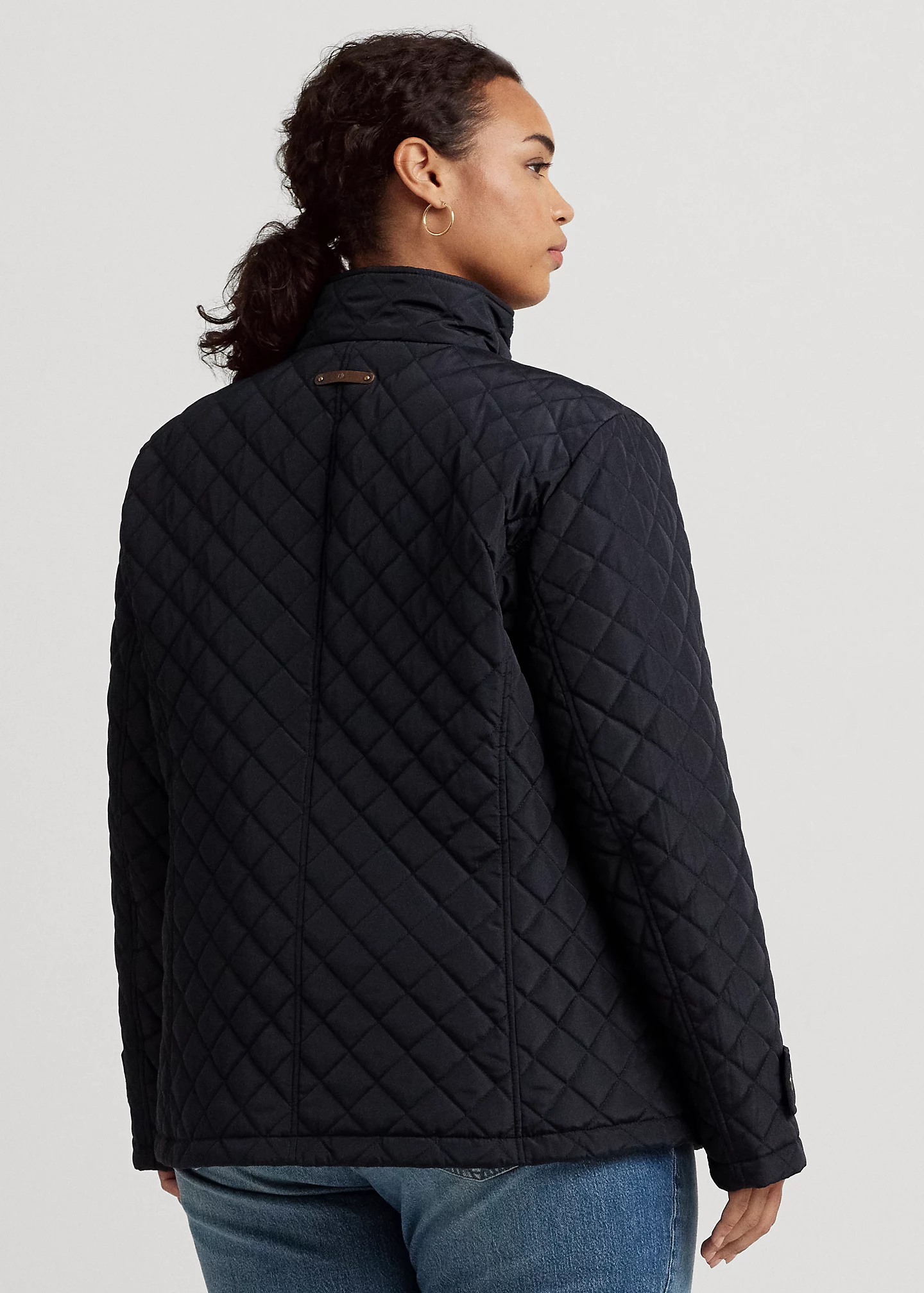 Diamond-Quilted Mockneck Jacket