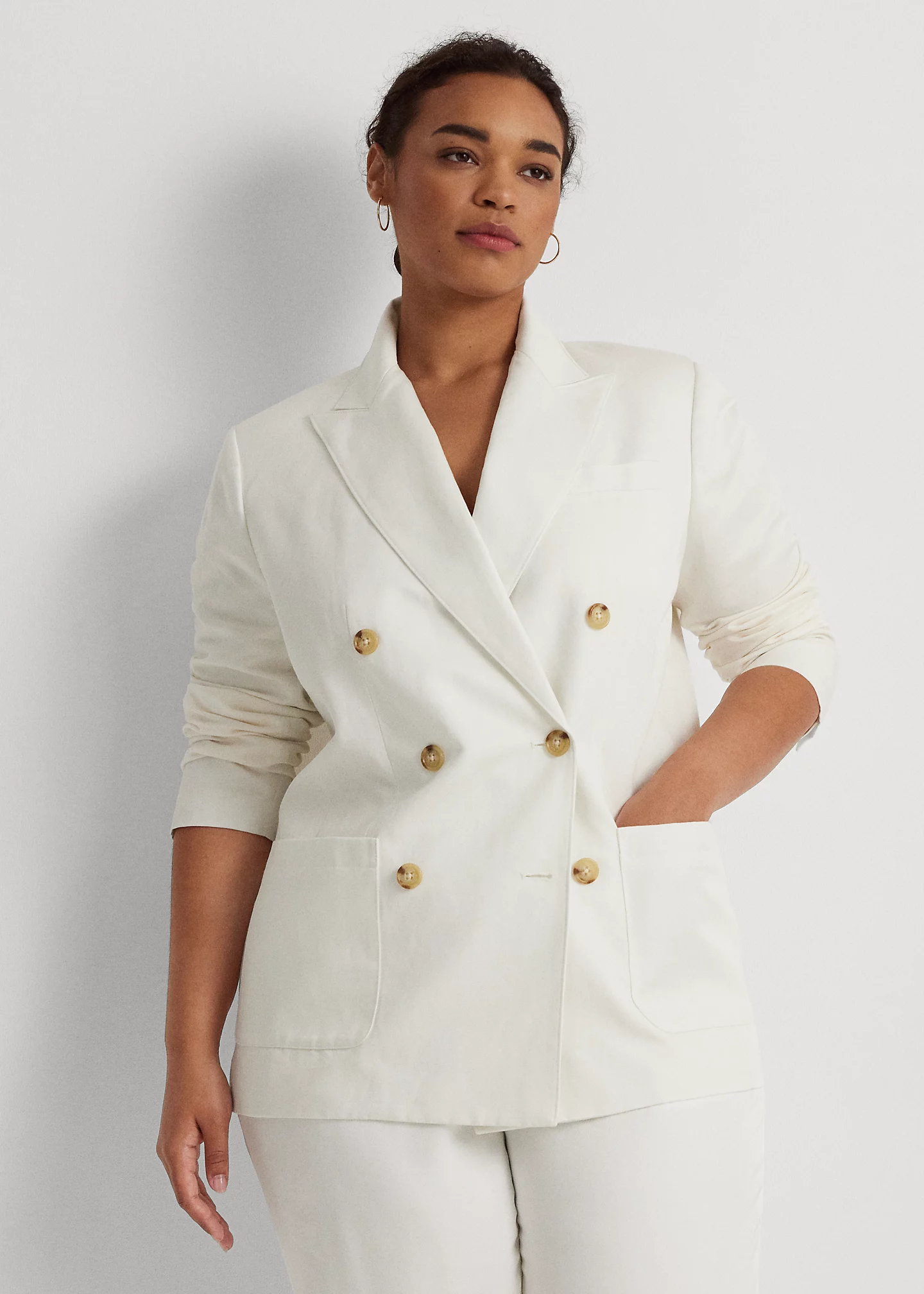 Double-Breasted Linen-Blend Twill Blazer