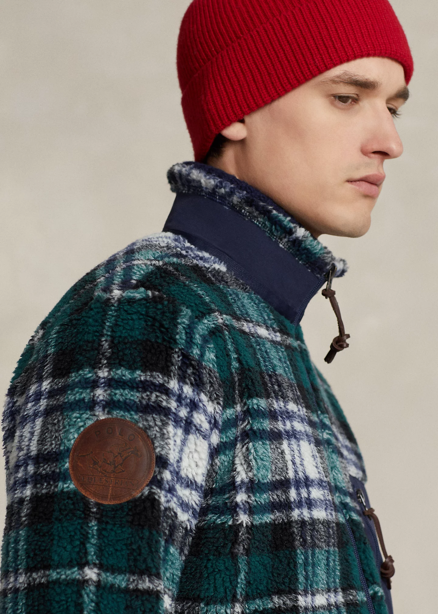 Plaid Pile Fleece Jacquard Jacket
