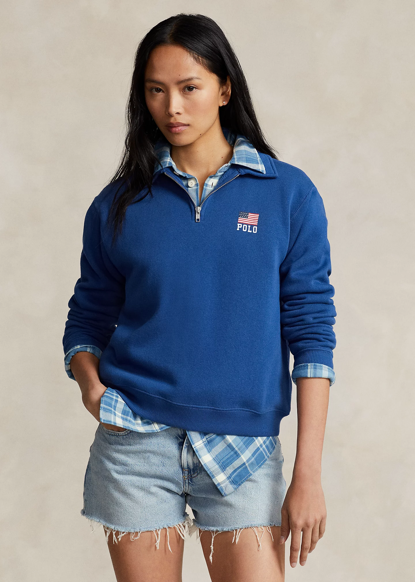 Flag & Logo Fleece Quarter-Zip Pullover