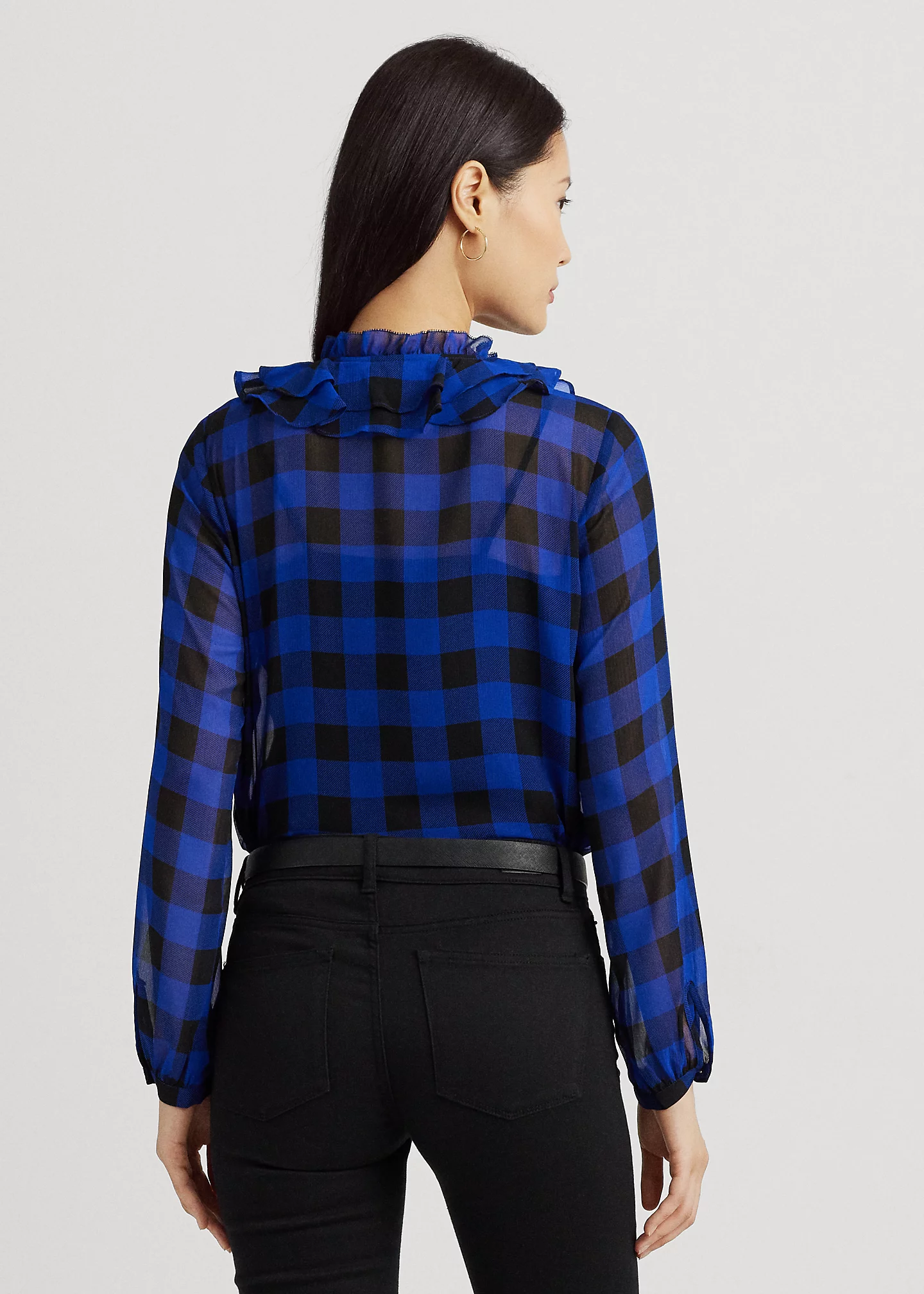 Buffalo Check Ruffled Georgette Blouse