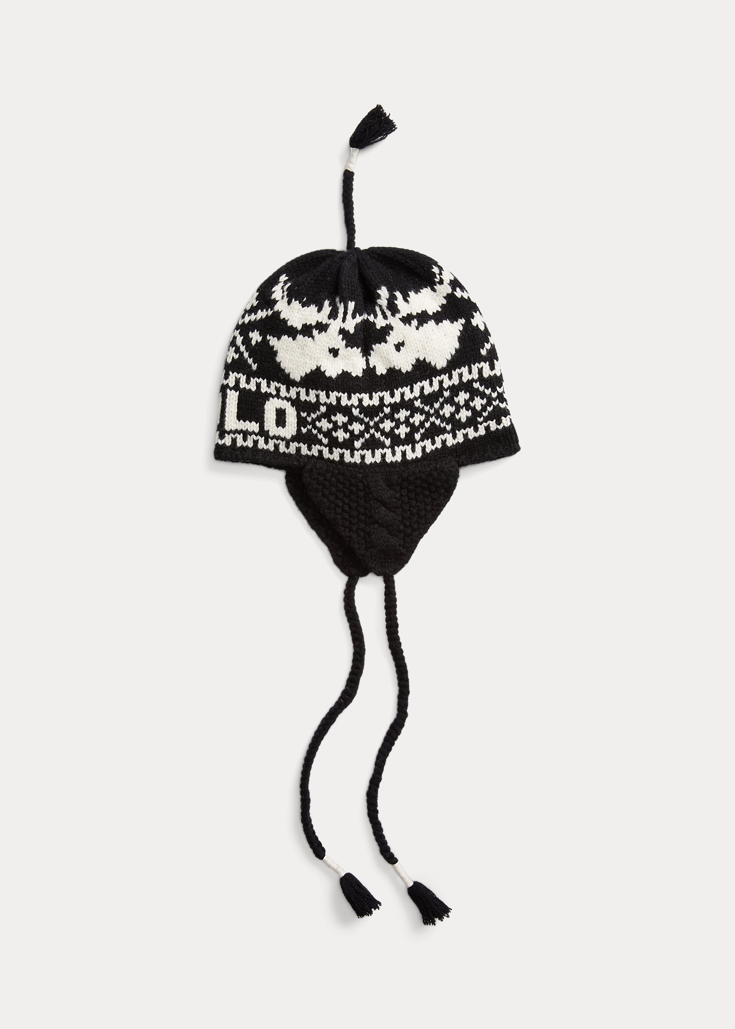 Jacquard-Knit Wool Earflap Hat
